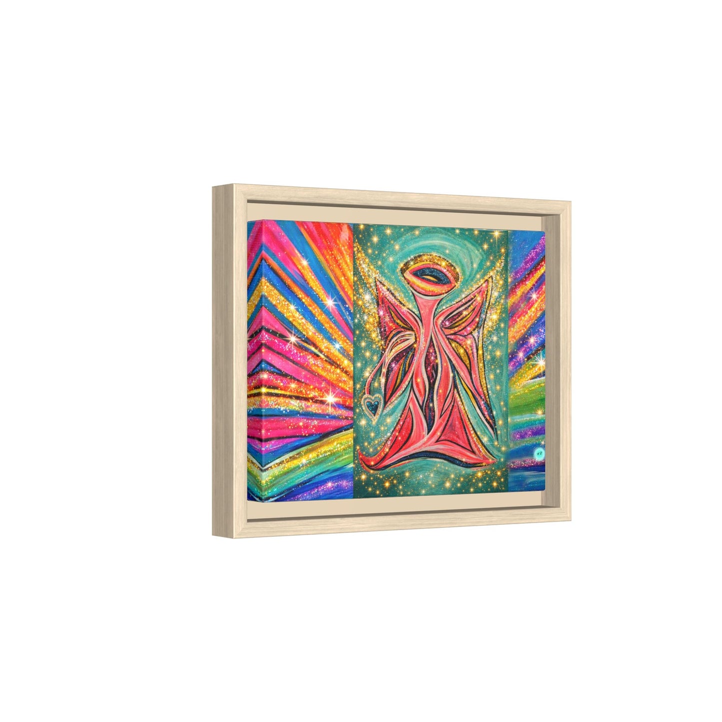 Vibrant, Sparkling Matte Canvas Angel Artwork — Vibrant Rainbow Spiritual Print