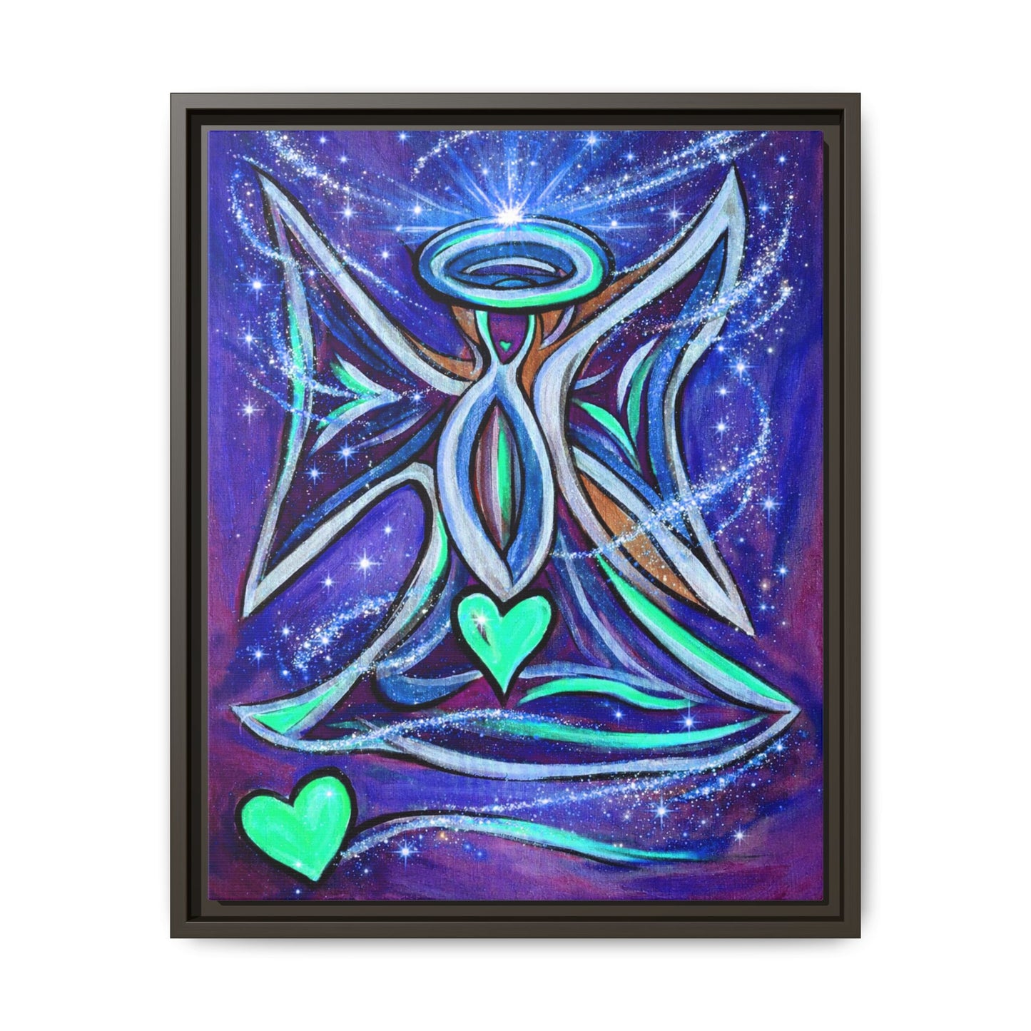Sparkling Rainbow Angel Artwork Matte Canvas Framed | Spiritual Wall Art