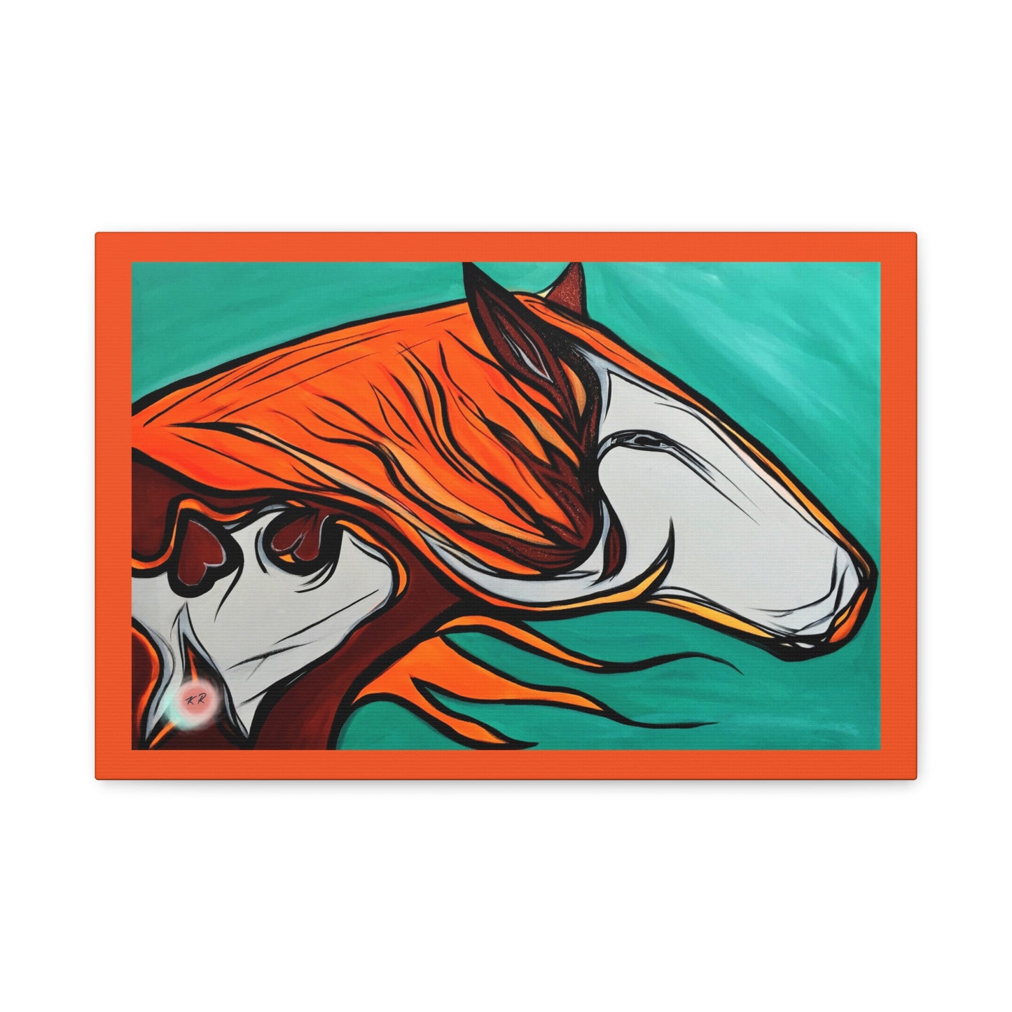 Orange Flaming Mane Paint Horse Gallery Wrapped Canvas Print, multiple sizes