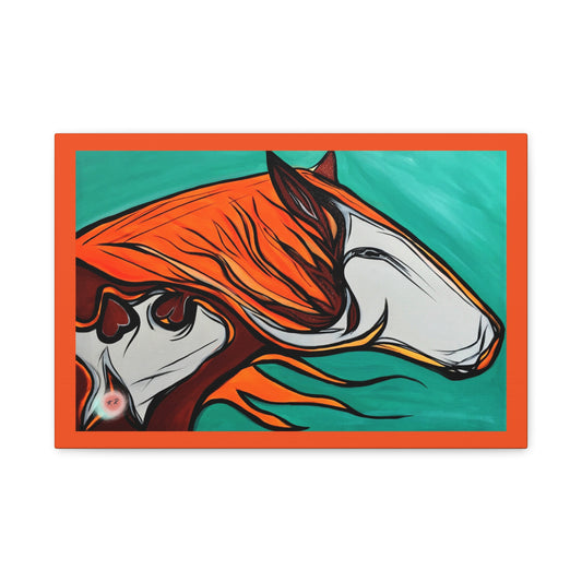 Orange Flaming Mane Paint Horse Gallery Wrapped Canvas Print, multiple sizes