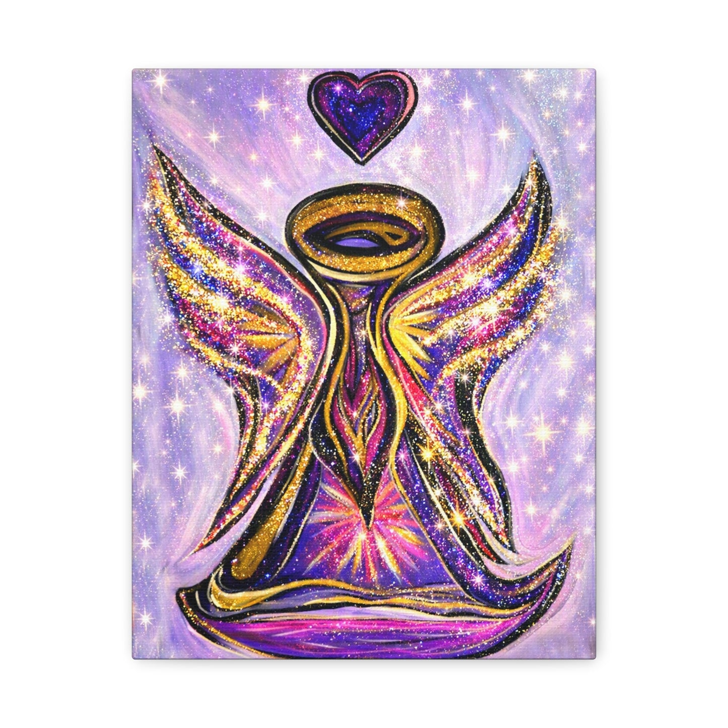 Angel Lover Wall Art Lavender Protector Guardian Angel Canvas Art Print Nursery Room Decor Guardian Angelic Children's room Spiritual Decor