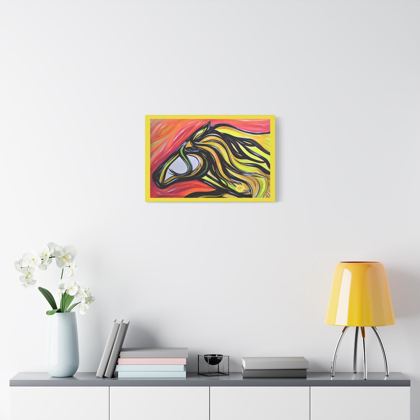 Yellow, Flowing, Joyful Horse Gallery wrapped canvas print, multiple sizes available