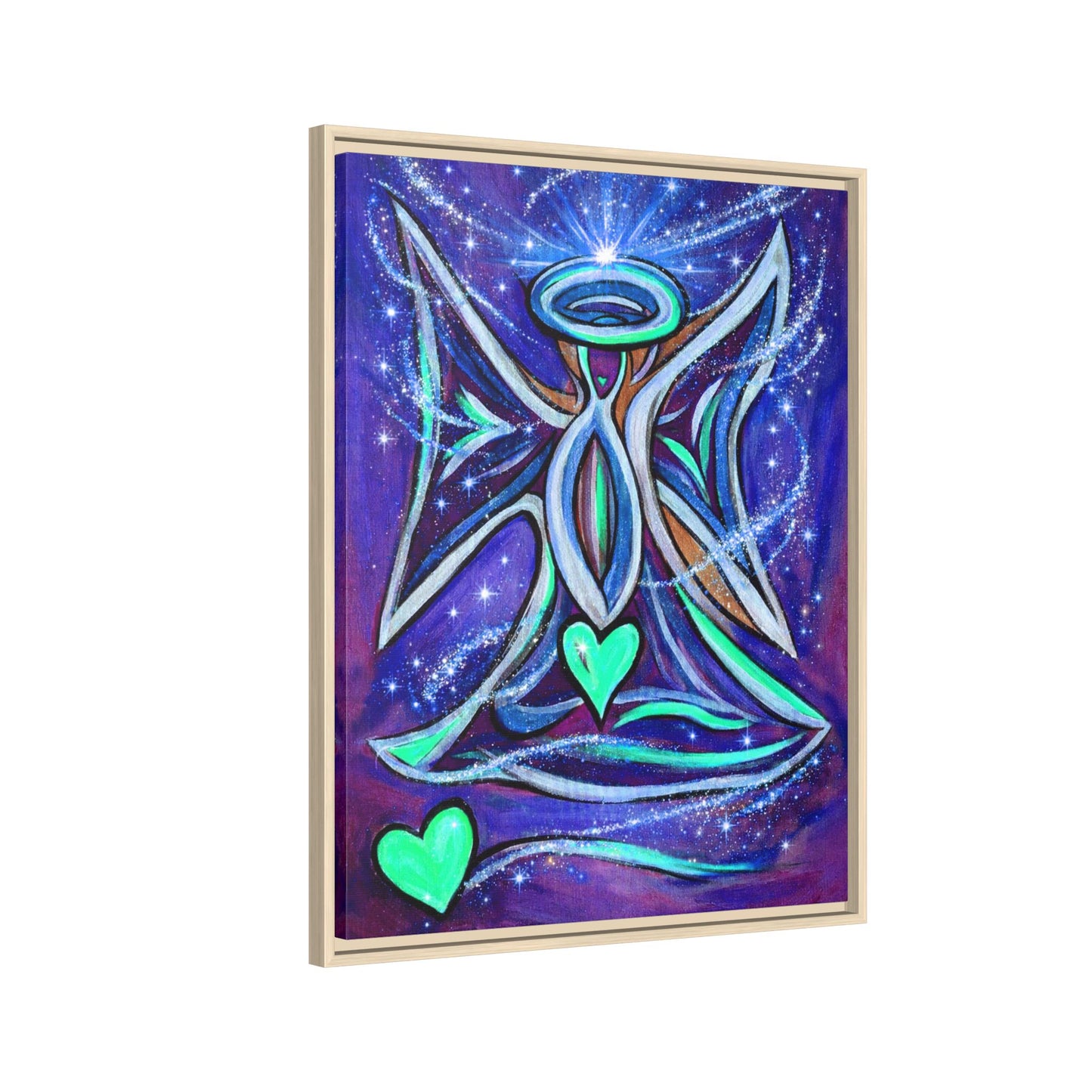Sparkling Rainbow Angel Artwork Matte Canvas Framed | Spiritual Wall Art