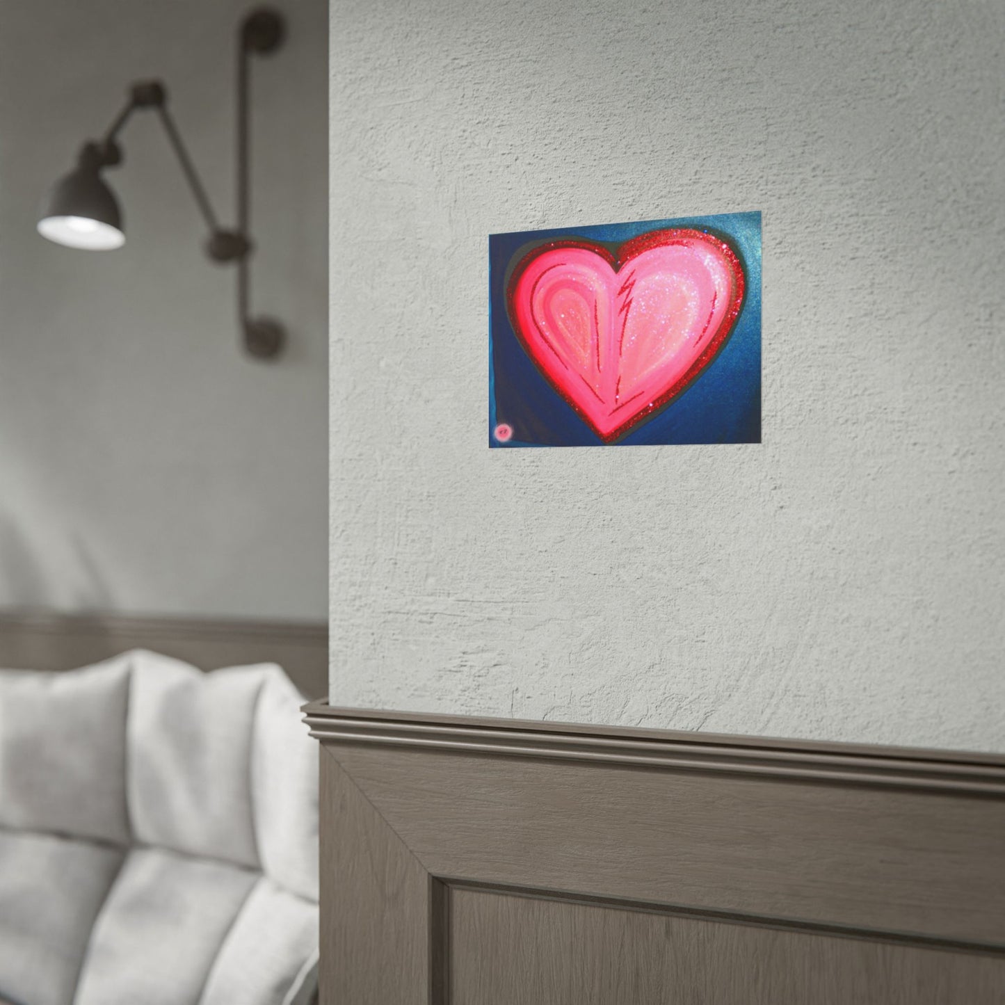 Pink Heart Lightning Rolled Poster | Heart Art Print, Glitter Effect