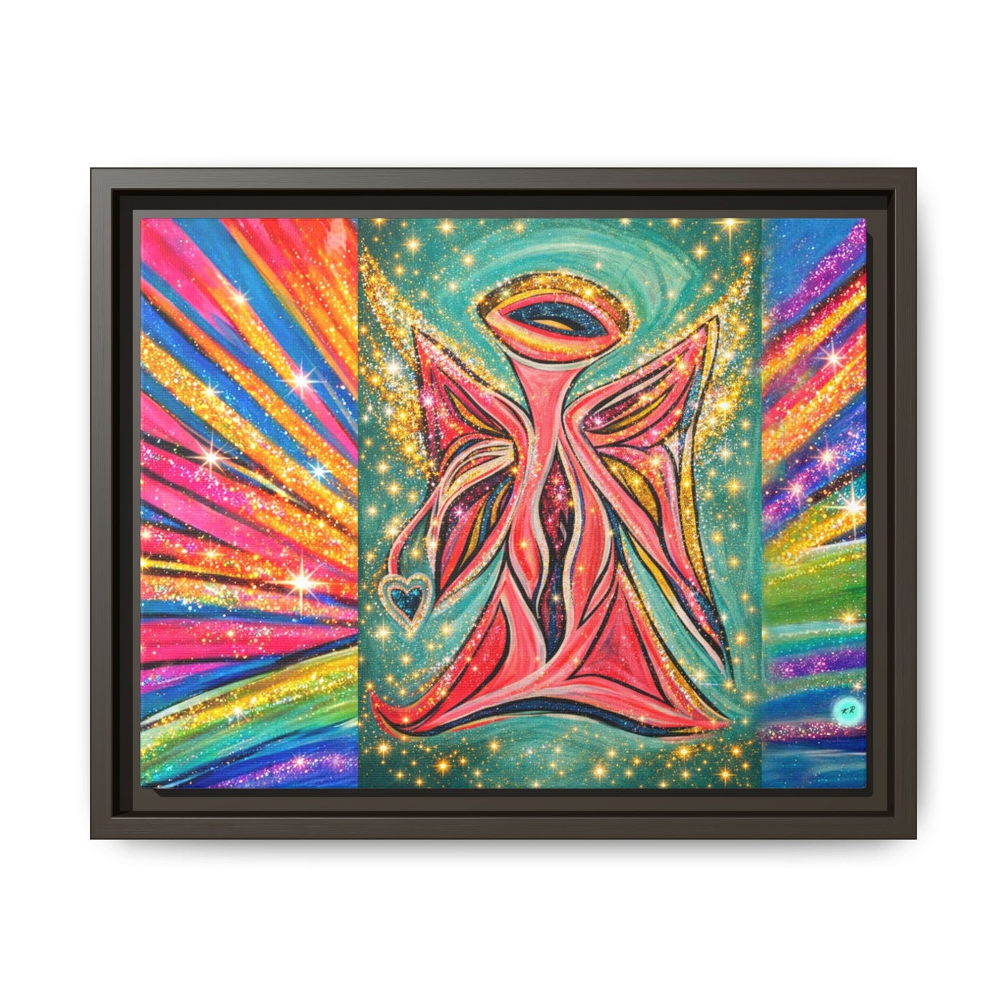 Vibrant, Sparkling Matte Canvas Angel Artwork — Vibrant Rainbow Spiritual Print