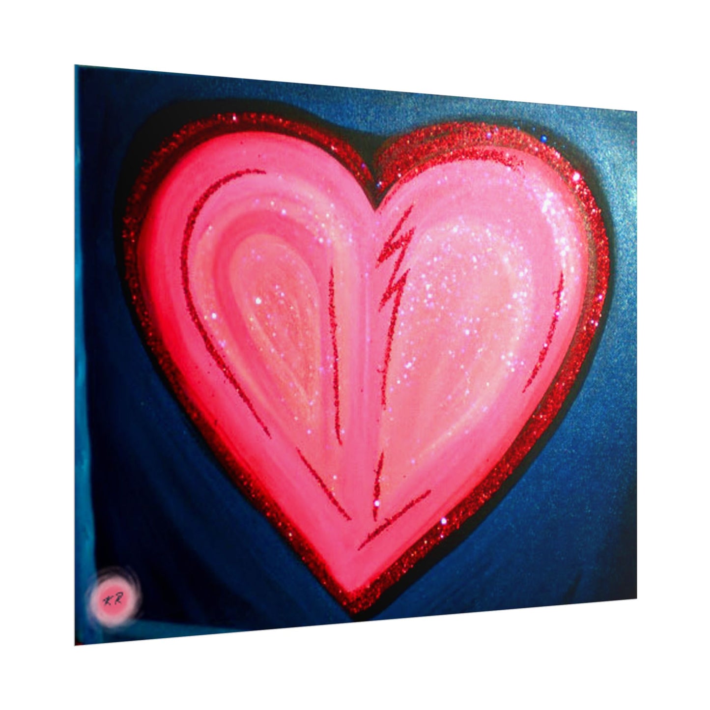 Pink Heart Lightning Rolled Poster | Heart Art Print, Glitter Effect