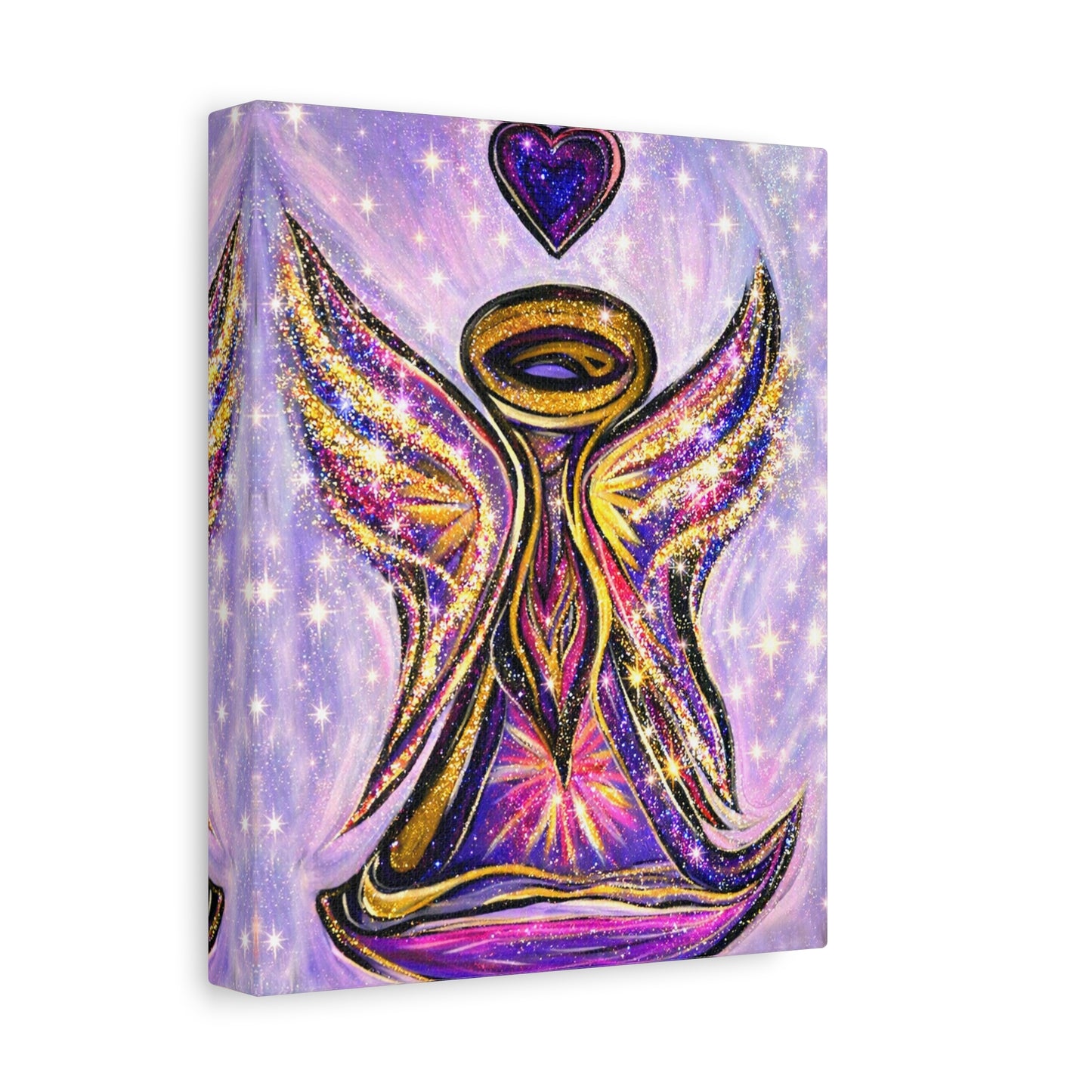 Angel Lover Wall Art Lavender Protector Guardian Angel Canvas Art Print Nursery Room Decor Guardian Angelic Children's room Spiritual Decor