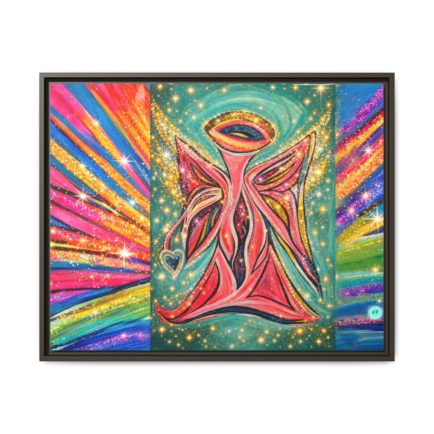 Vibrant, Sparkling Matte Canvas Angel Artwork — Vibrant Rainbow Spiritual Print