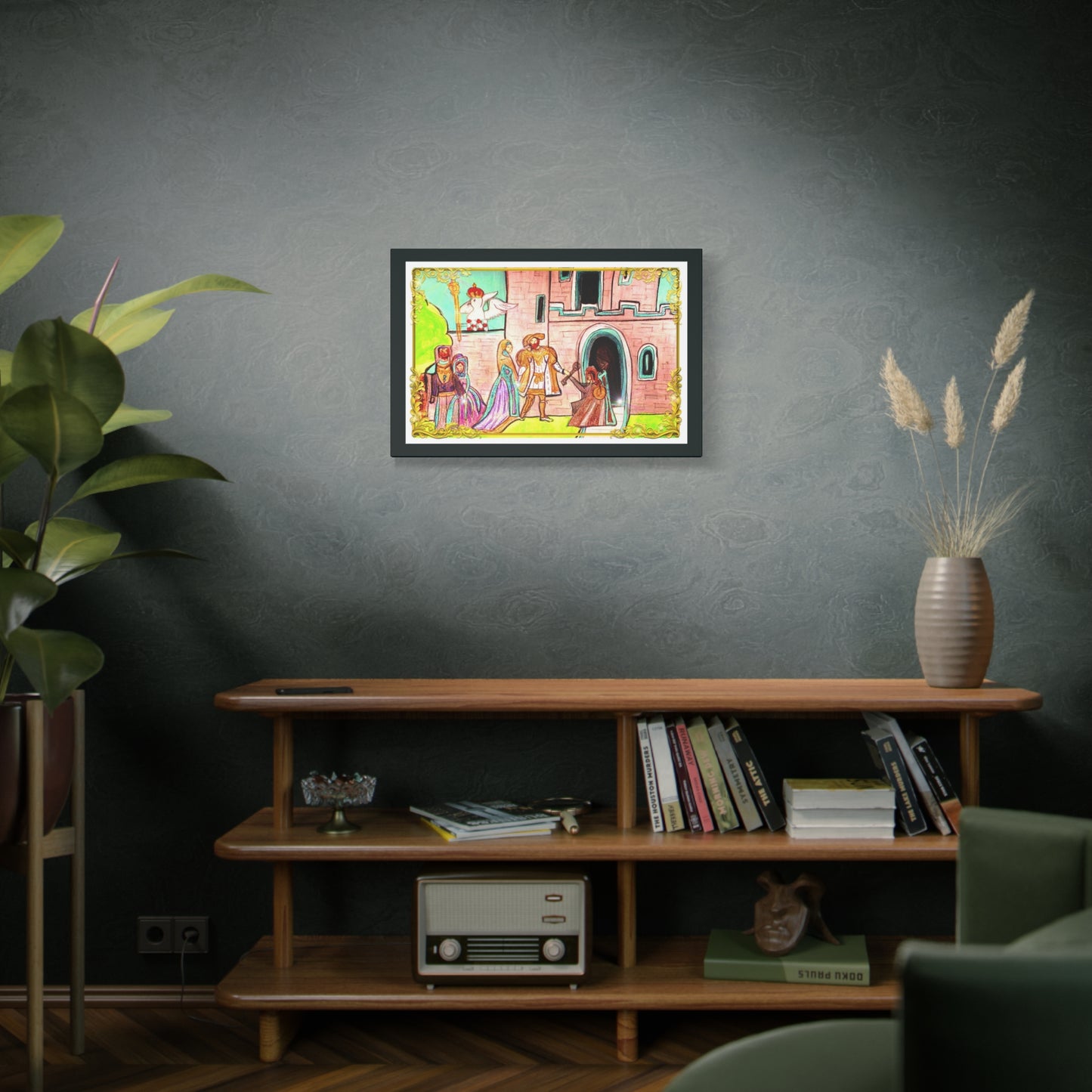 King Henry VIII & Queen Anne Boleyn at a Medieval Castle with her parents~ Stretched Wall Art