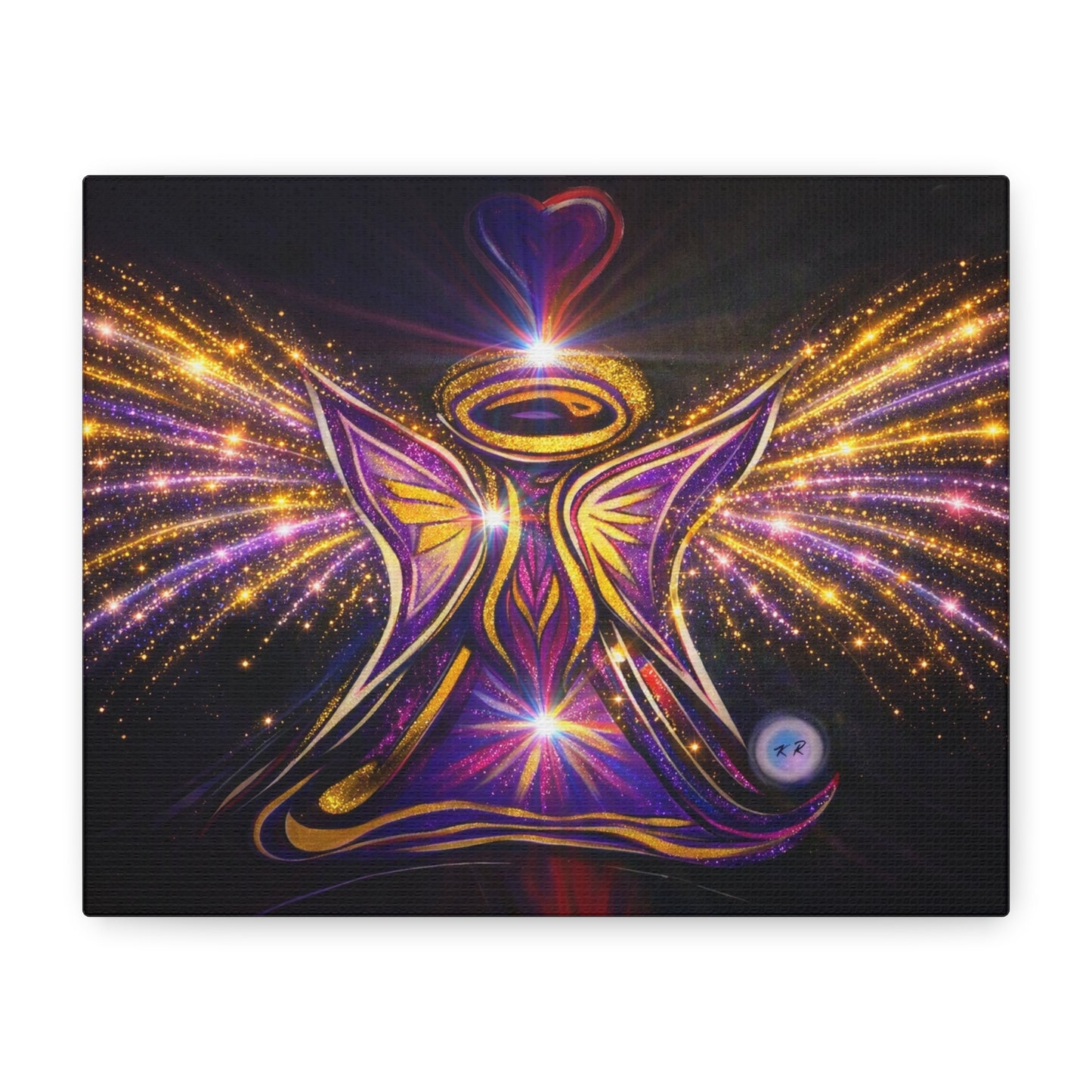 Angel Wall Art Kids Room Winged Fairycore Nursery Room Sparkle Glitter Effect Matte Canvas | Stretched Wall Canvas Print