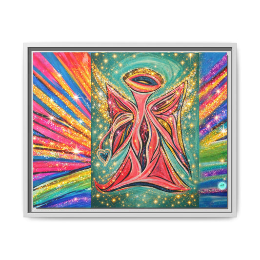 Vibrant, Sparkling Matte Canvas Angel Artwork — Vibrant Rainbow Spiritual Print
