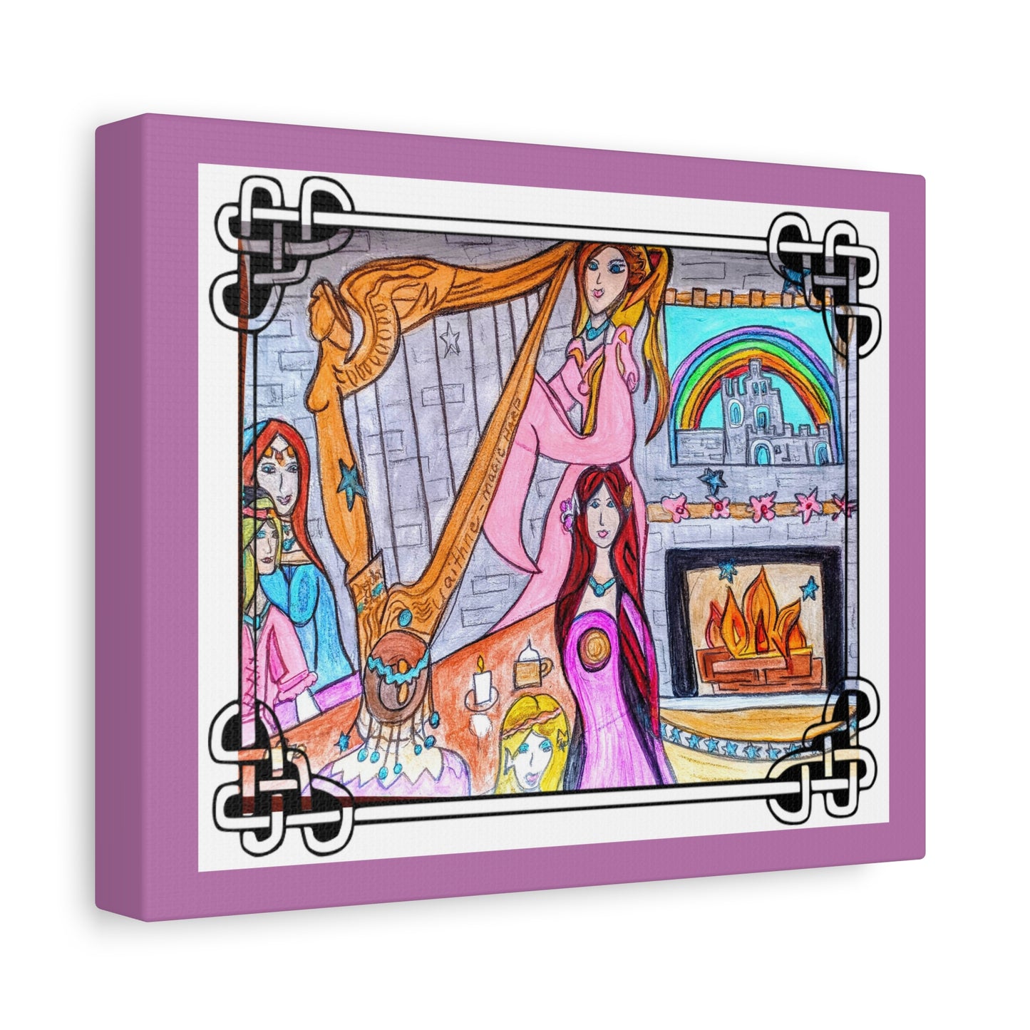 Celtic Magic Harp Ladies, Matte Gallery Wrapped Canvas Wall Art ~ multiple sizes