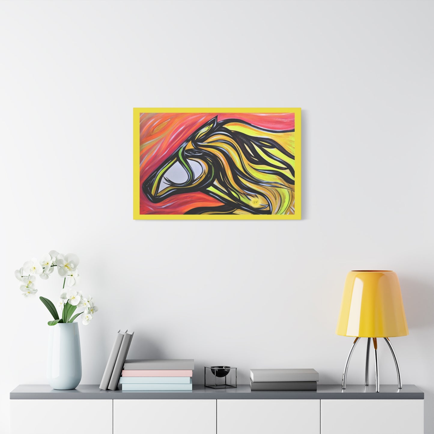 Yellow, Flowing, Joyful Horse Gallery wrapped canvas print, multiple sizes available