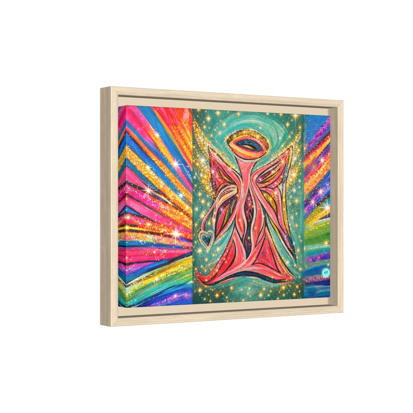 Vibrant, Sparkling Matte Canvas Angel Artwork — Vibrant Rainbow Spiritual Print