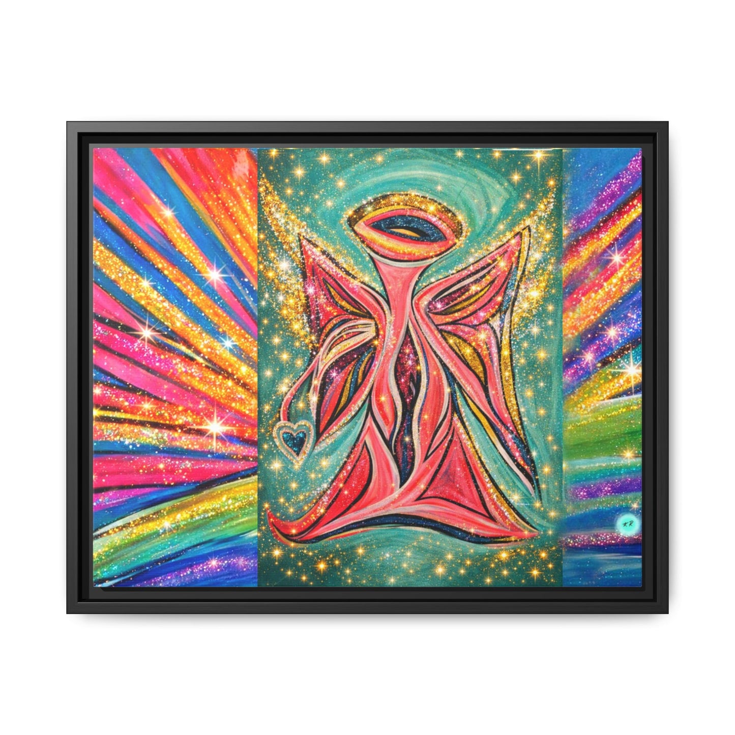 Vibrant, Sparkling Matte Canvas Angel Artwork — Vibrant Rainbow Spiritual Print