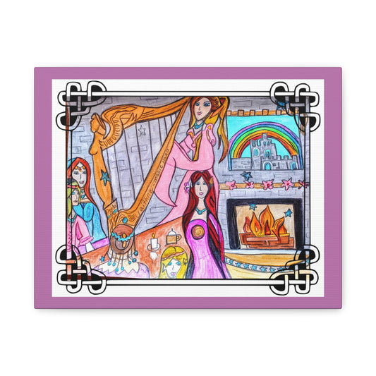 Celtic Magic Harp Ladies, Matte Gallery Wrapped Canvas Wall Art ~ multiple sizes