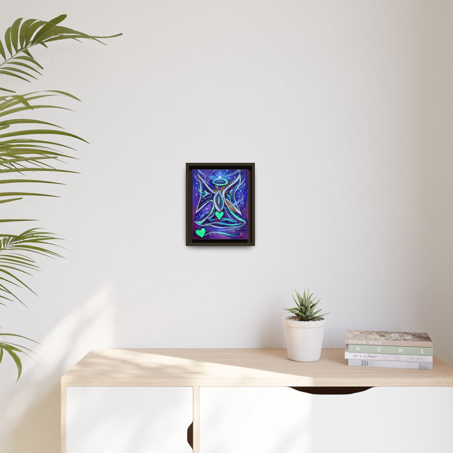 Sparkling Rainbow Angel Artwork Matte Canvas Framed | Spiritual Wall Art