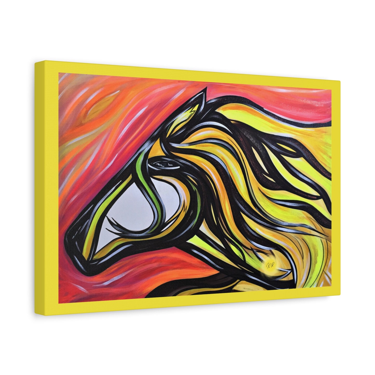 Yellow, Flowing, Joyful Horse Gallery wrapped canvas print, multiple sizes available