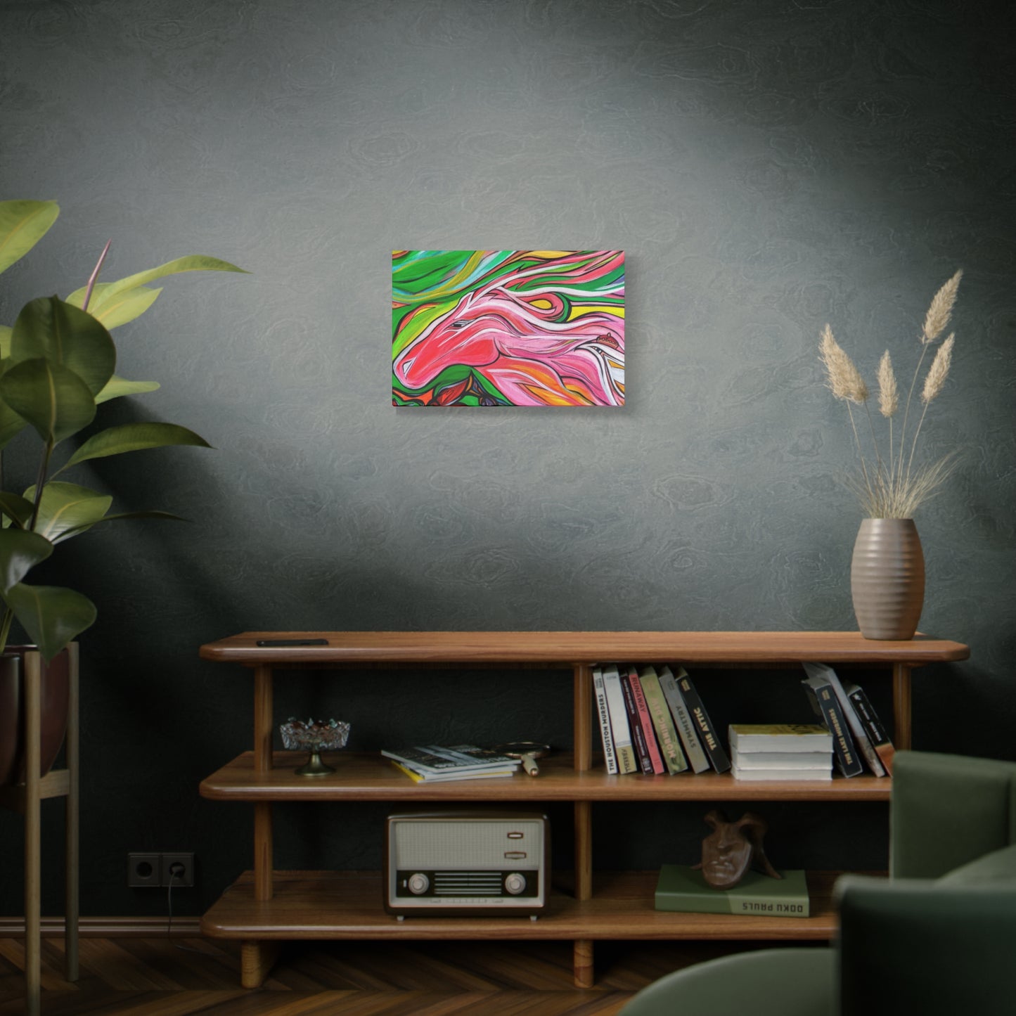 Pink Running Horse Matte Canvas Art Print