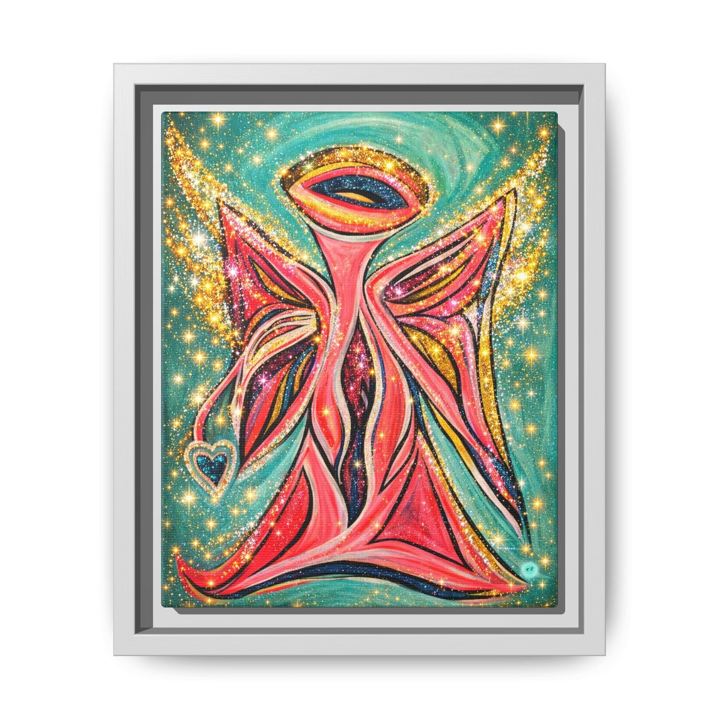 Sparkling Pink Angel Artwork Matte Canvas, Gallery wrapped, Spiritual wall art for Nursery, Children's room, yoga space