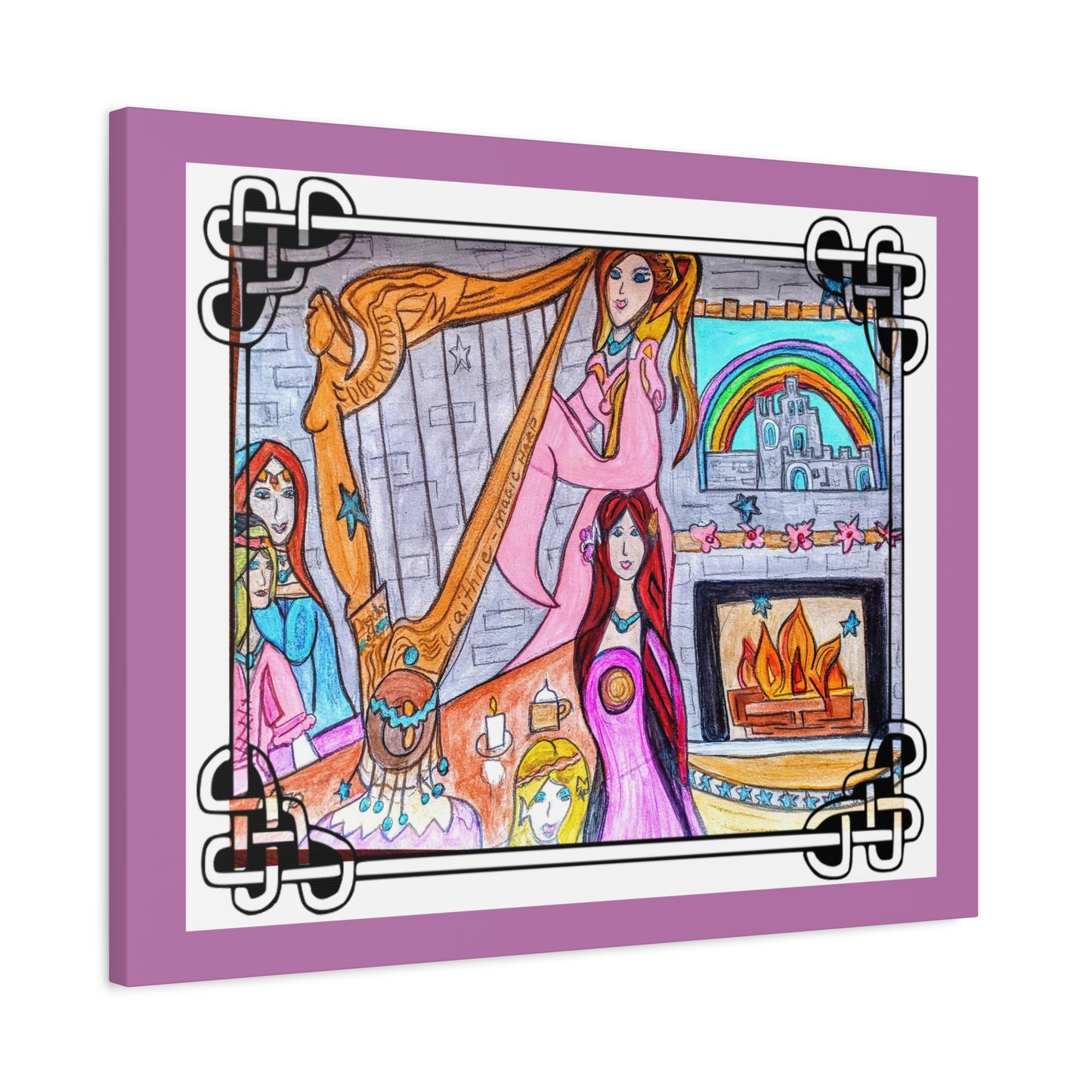 Celtic Magic Harp Ladies, Matte Gallery Wrapped Canvas Wall Art ~ multiple sizes