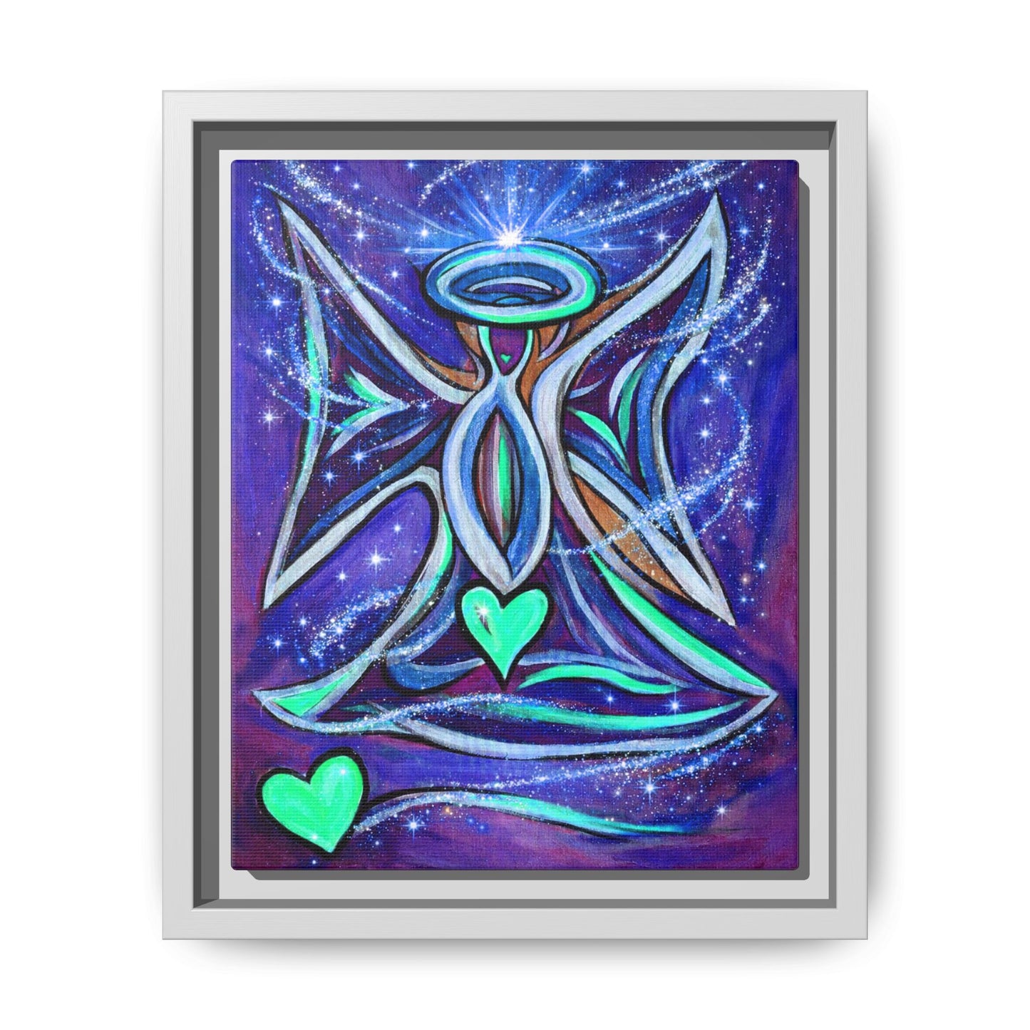 Sparkling Rainbow Angel Artwork Matte Canvas Framed | Spiritual Wall Art