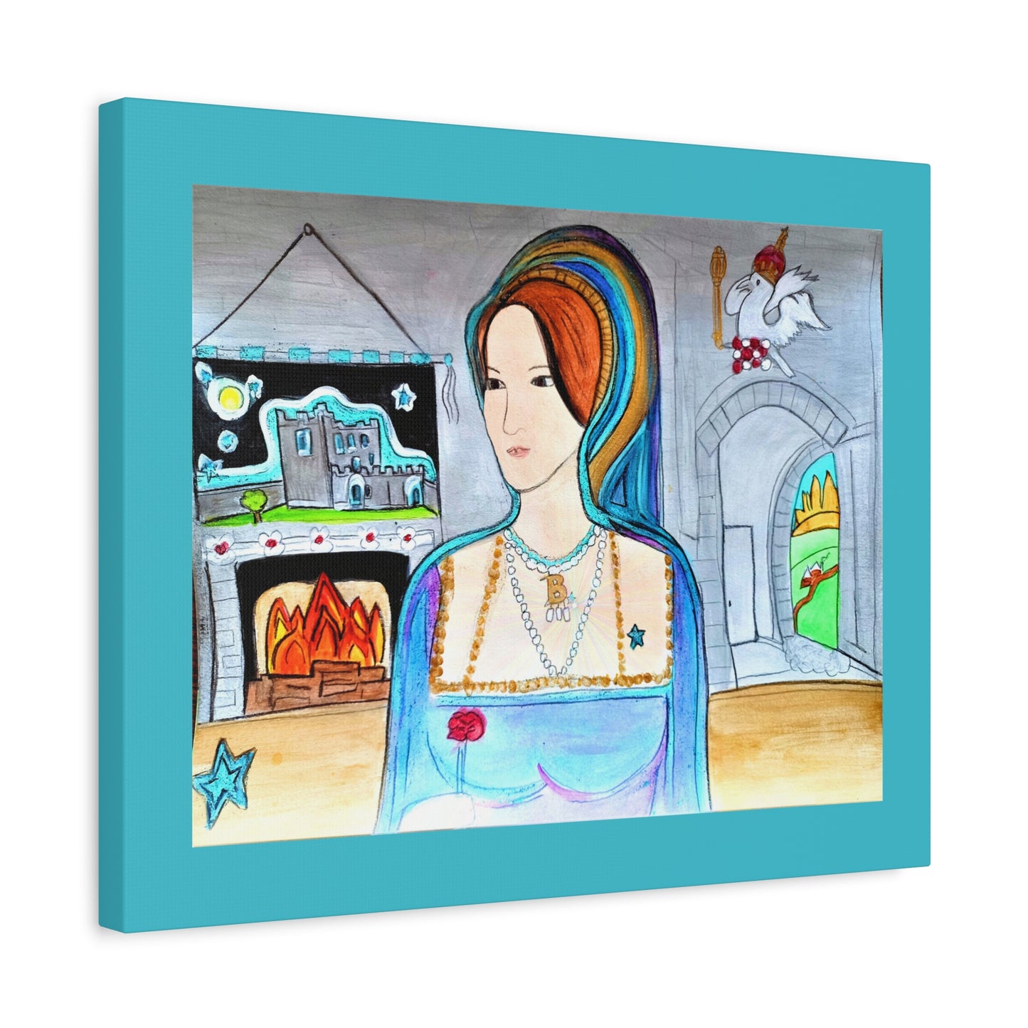 Queen Anne Boleyn Lady Portrait, Gallery Wrapped Canvas Print — Stretched Matte Wall Art
