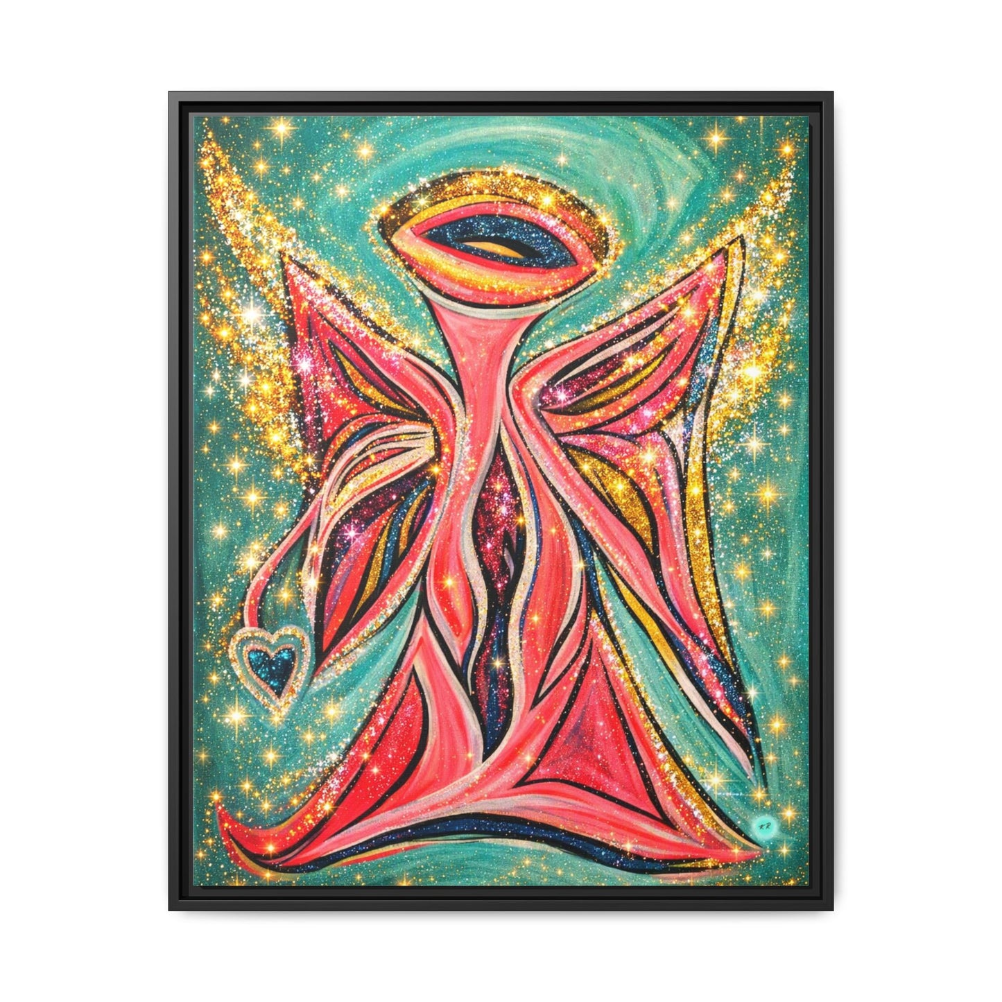 Sparkling Pink Angel Artwork Matte Canvas, Gallery wrapped, Spiritual wall art for Nursery, Children's room, yoga space