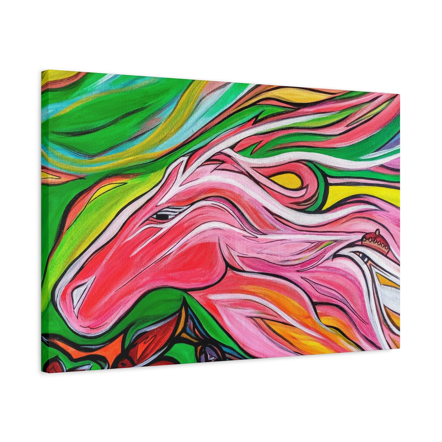 Pink Running Horse Matte Canvas Art Print