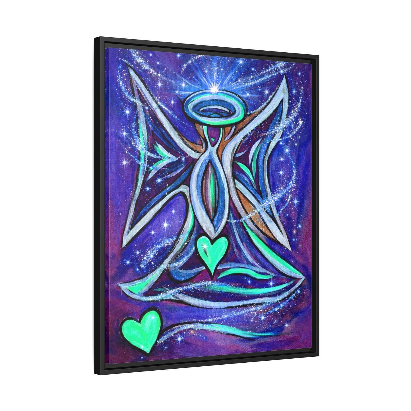 Sparkling Rainbow Angel Artwork Matte Canvas Framed | Spiritual Wall Art