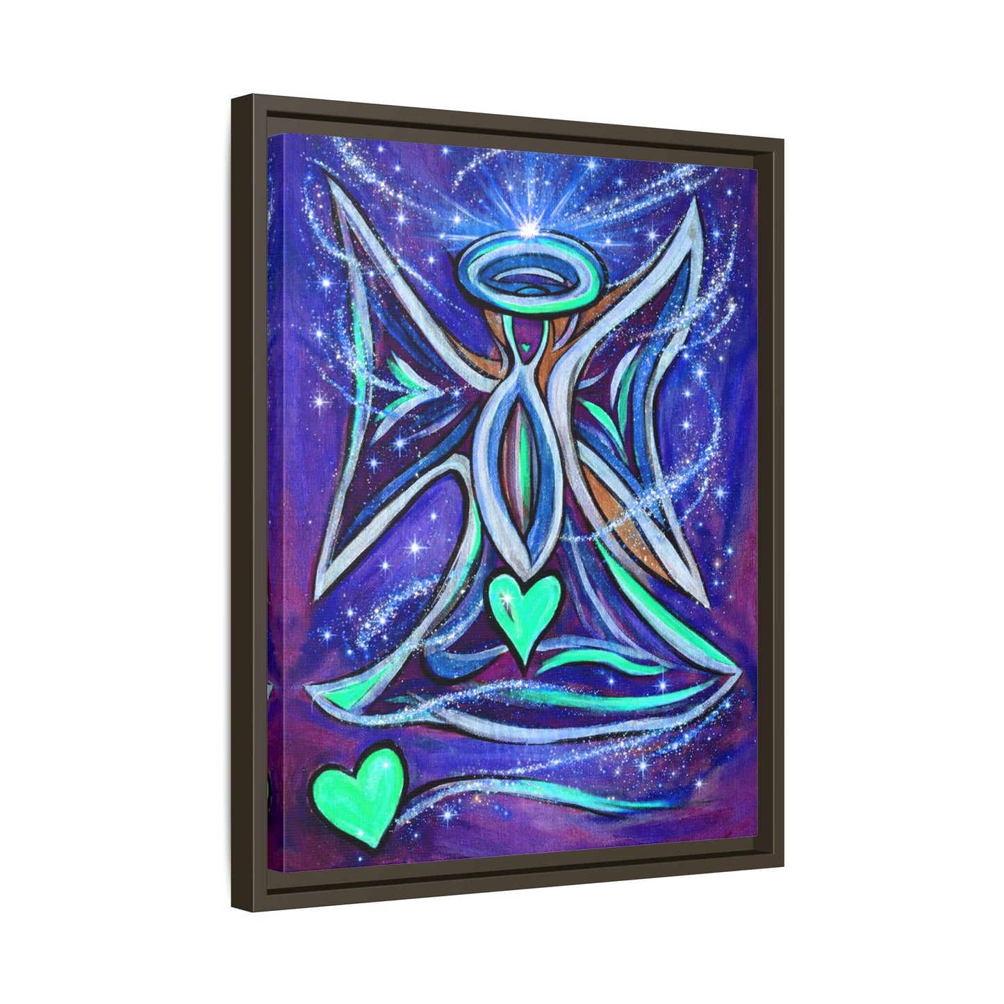 Sparkling Rainbow Angel Artwork Matte Canvas Framed | Spiritual Wall Art