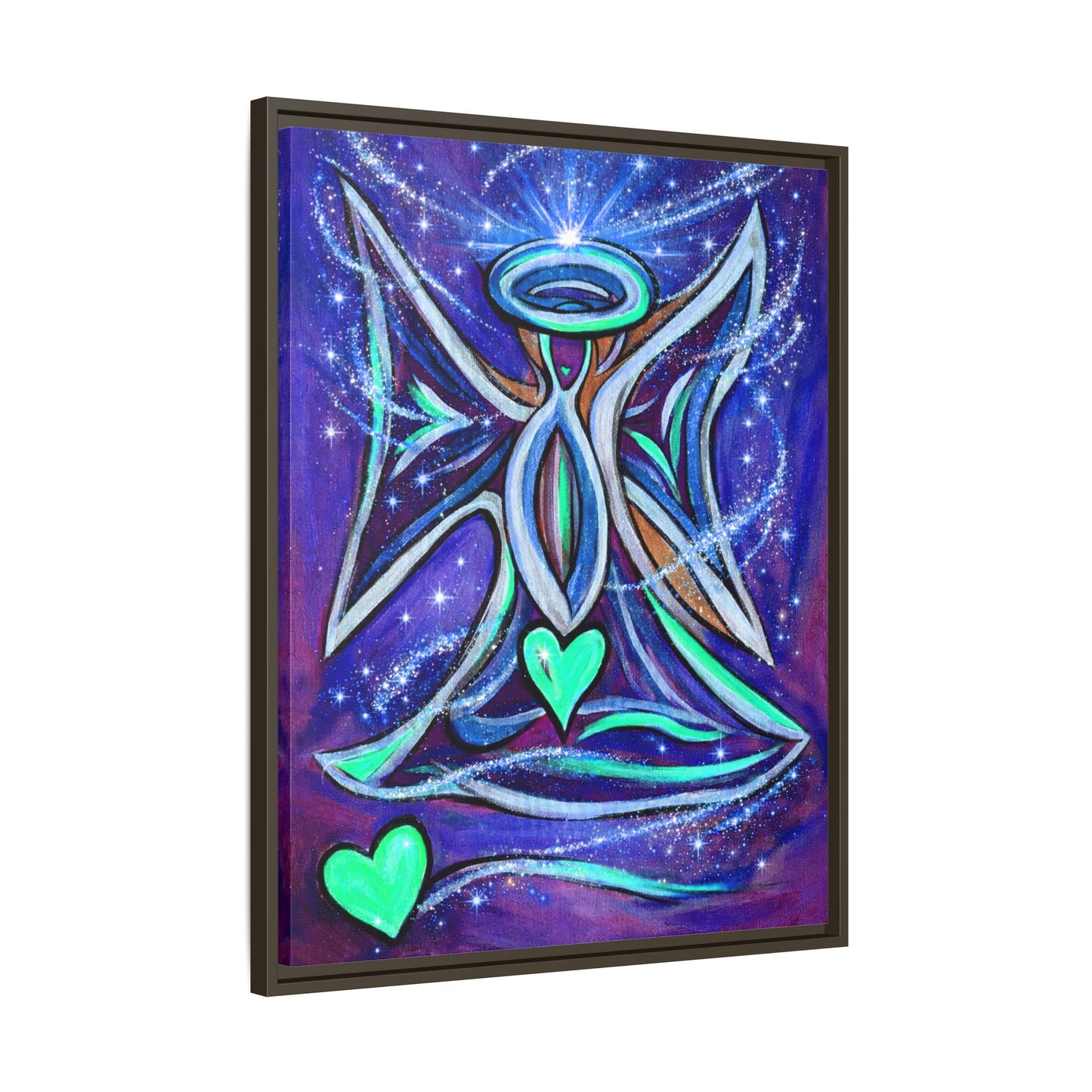 Sparkling Rainbow Angel Artwork Matte Canvas Framed | Spiritual Wall Art