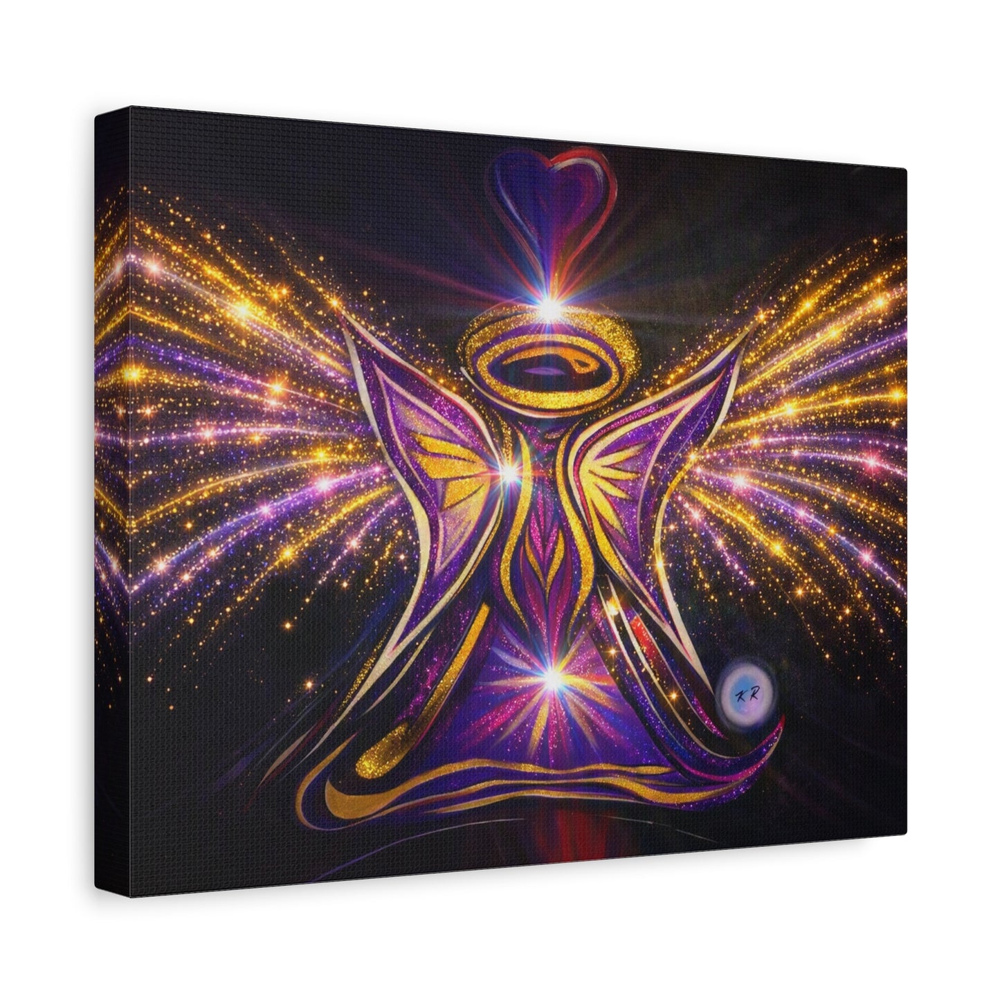 Angel Wall Art Kids Room Winged Fairycore Nursery Room Sparkle Glitter Effect Matte Canvas | Stretched Wall Canvas Print