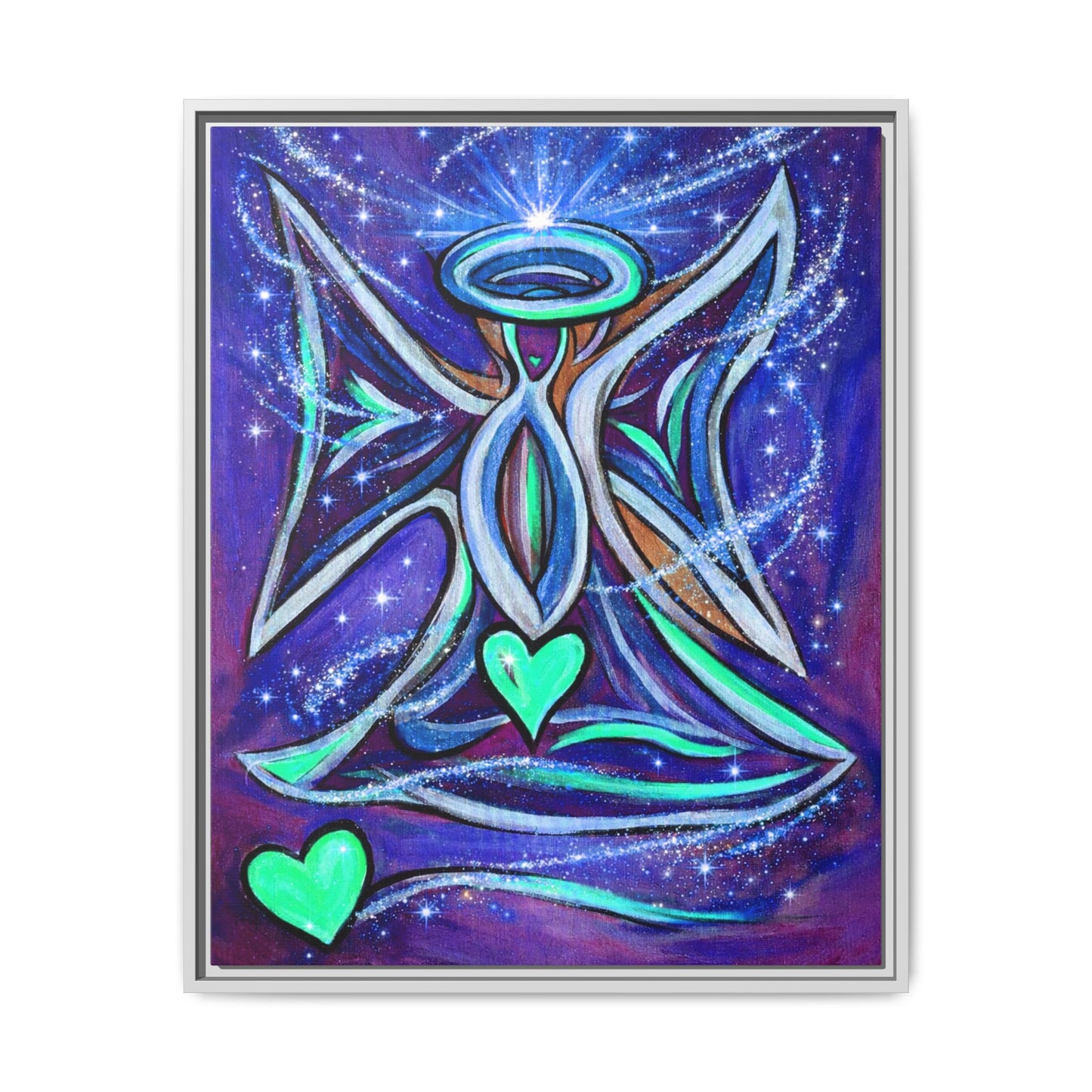 Sparkling Rainbow Angel Artwork Matte Canvas Framed | Spiritual Wall Art