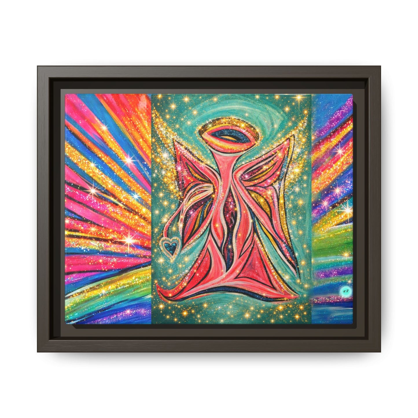 Vibrant, Sparkling Matte Canvas Angel Artwork — Vibrant Rainbow Spiritual Print