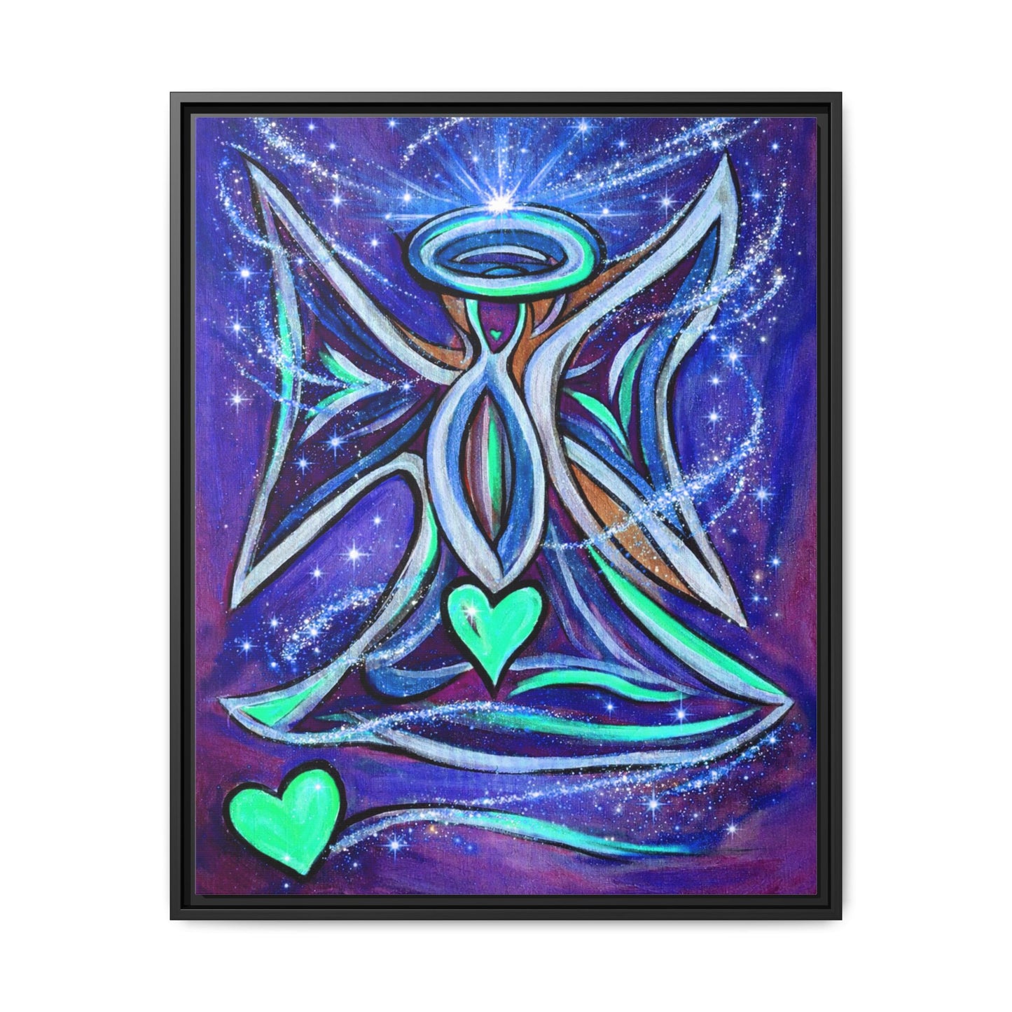 Sparkling Rainbow Angel Artwork Matte Canvas Framed | Spiritual Wall Art
