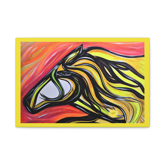 Yellow, Flowing, Joyful Horse Gallery wrapped canvas print, multiple sizes available