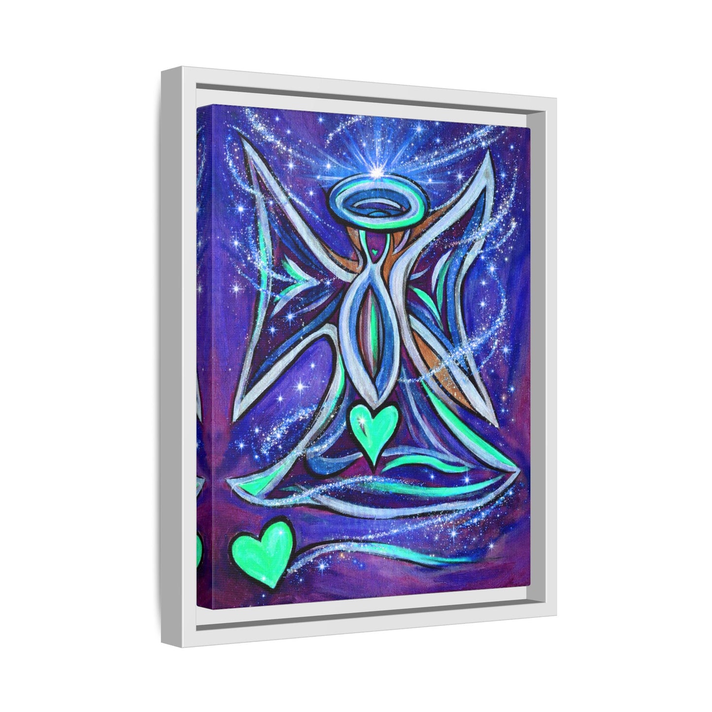 Sparkling Rainbow Angel Artwork Matte Canvas Framed | Spiritual Wall Art