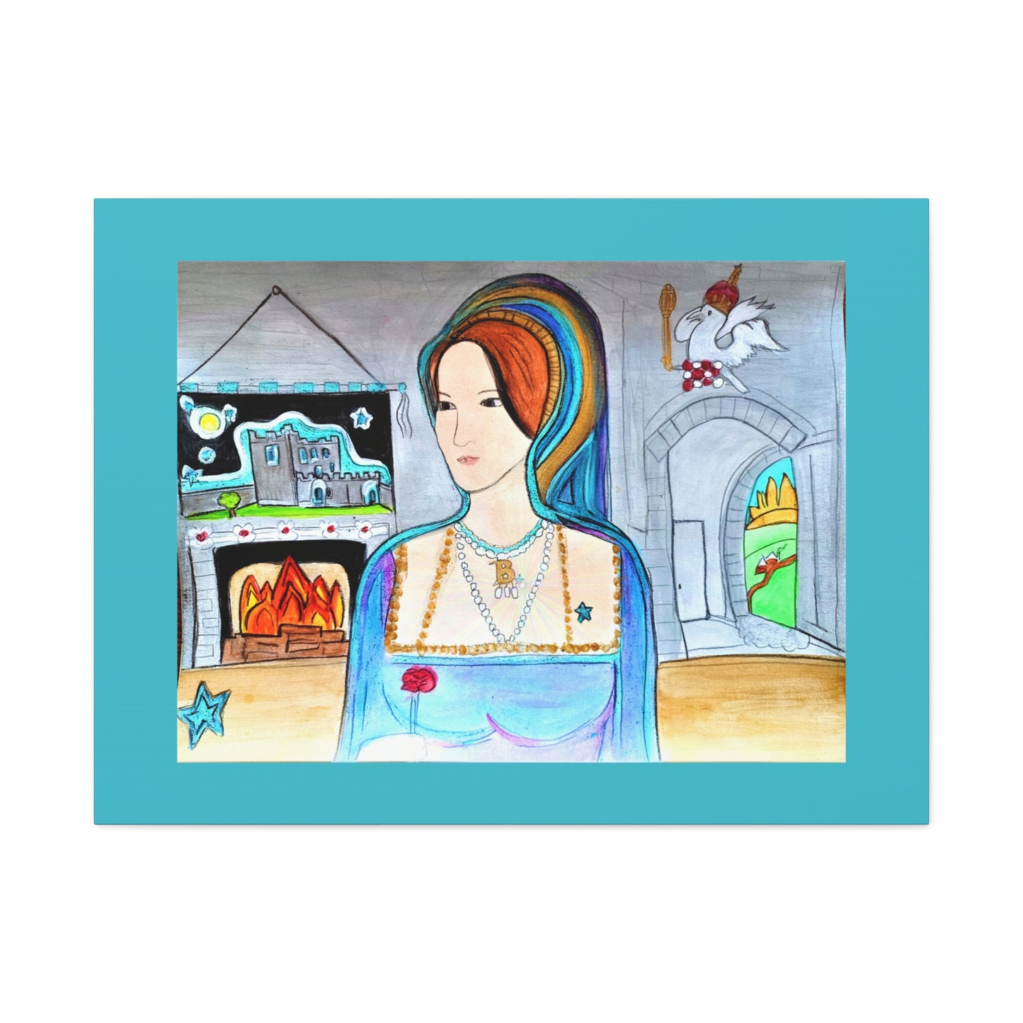 Queen Anne Boleyn Lady Portrait, Gallery Wrapped Canvas Print — Stretched Matte Wall Art