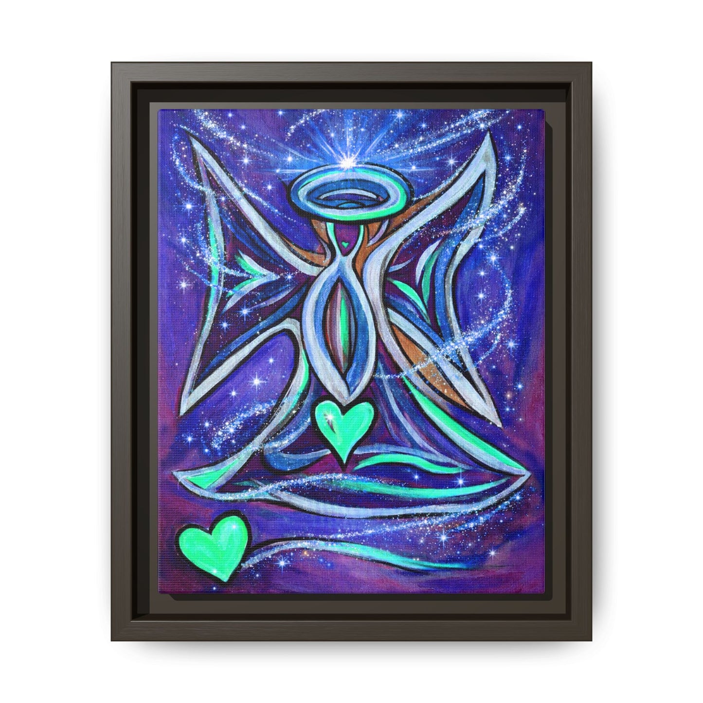 Sparkling Rainbow Angel Artwork Matte Canvas Framed | Spiritual Wall Art