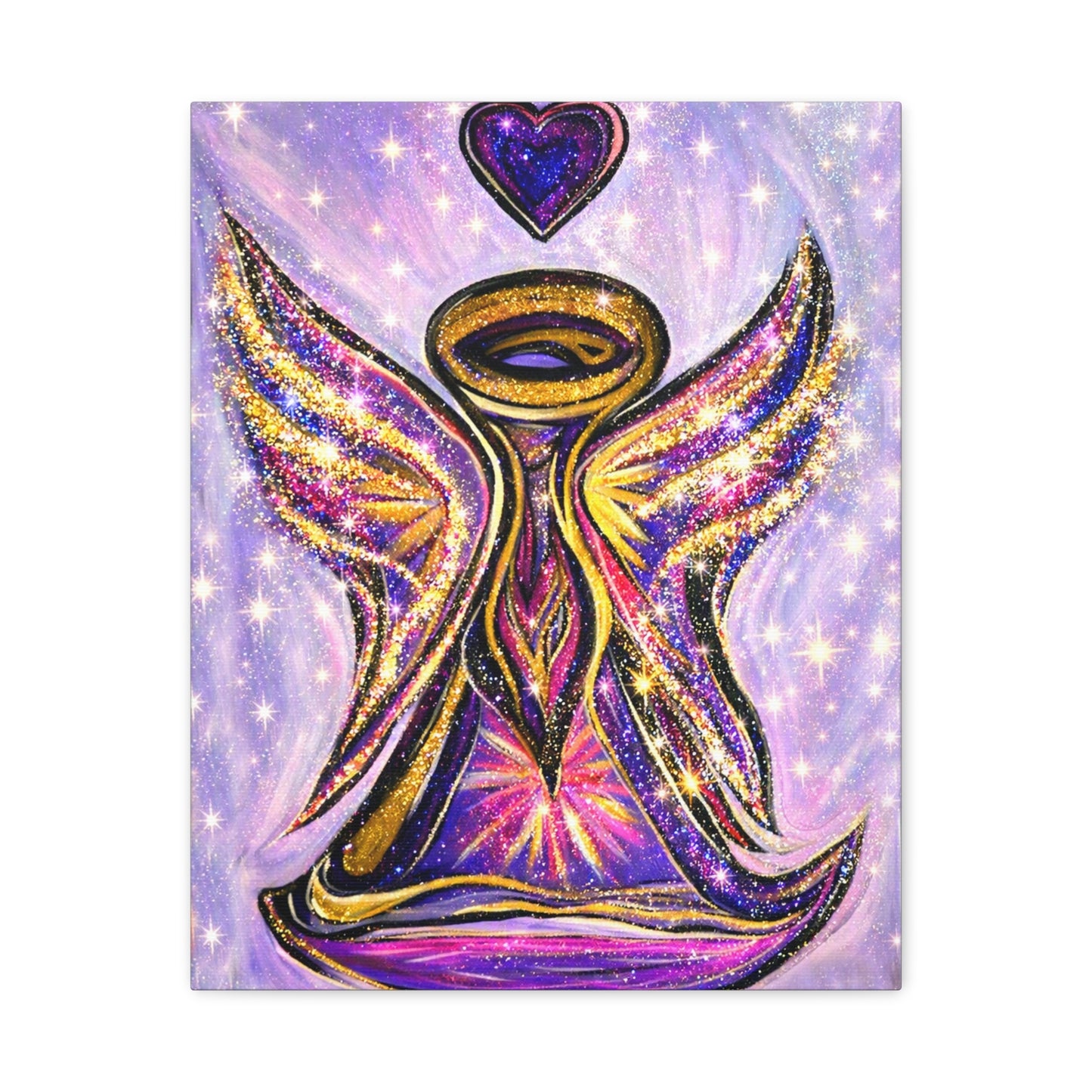 Angel Lover Wall Art Lavender Protector Guardian Angel Canvas Art Print Nursery Room Decor Guardian Angelic Children's room Spiritual Decor