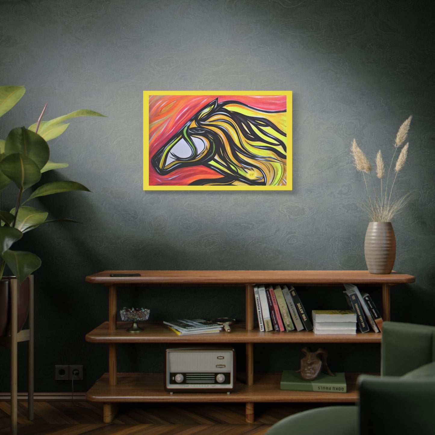 Yellow, Flowing, Joyful Horse Gallery wrapped canvas print, multiple sizes available