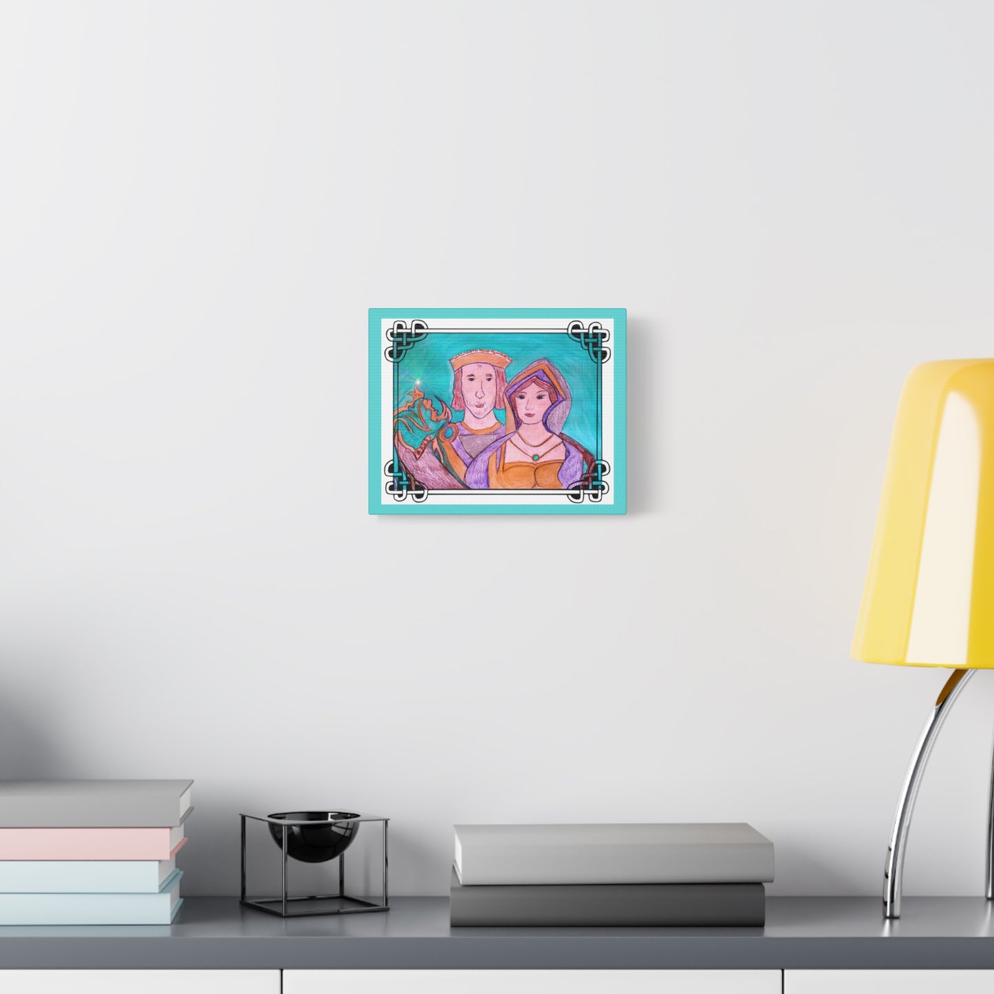 Sir Thomas & Lady Elizabeth Boleyn Illustration on gallery wrapped canvas, Celtic Border