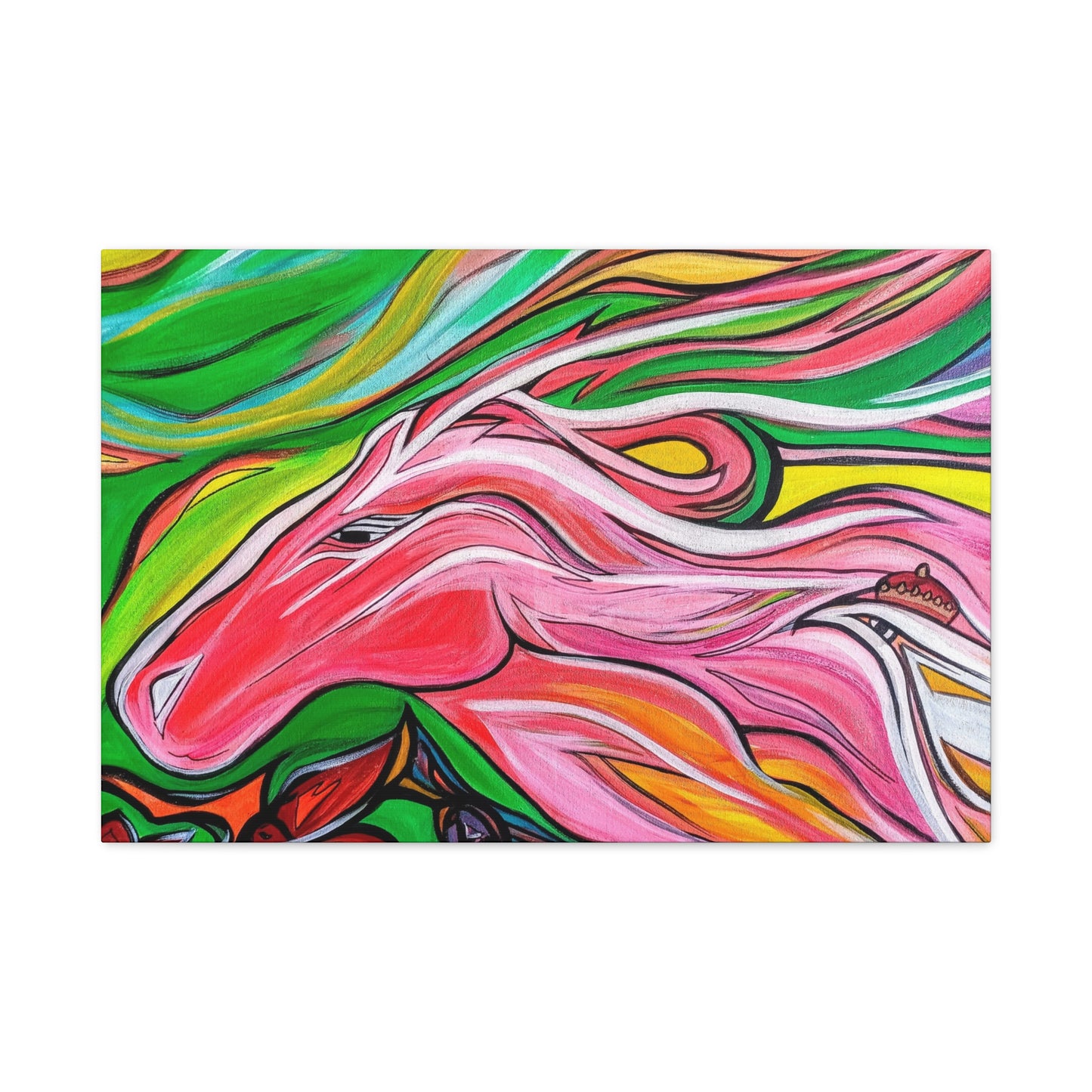 Pink Running Horse Matte Canvas Art Print