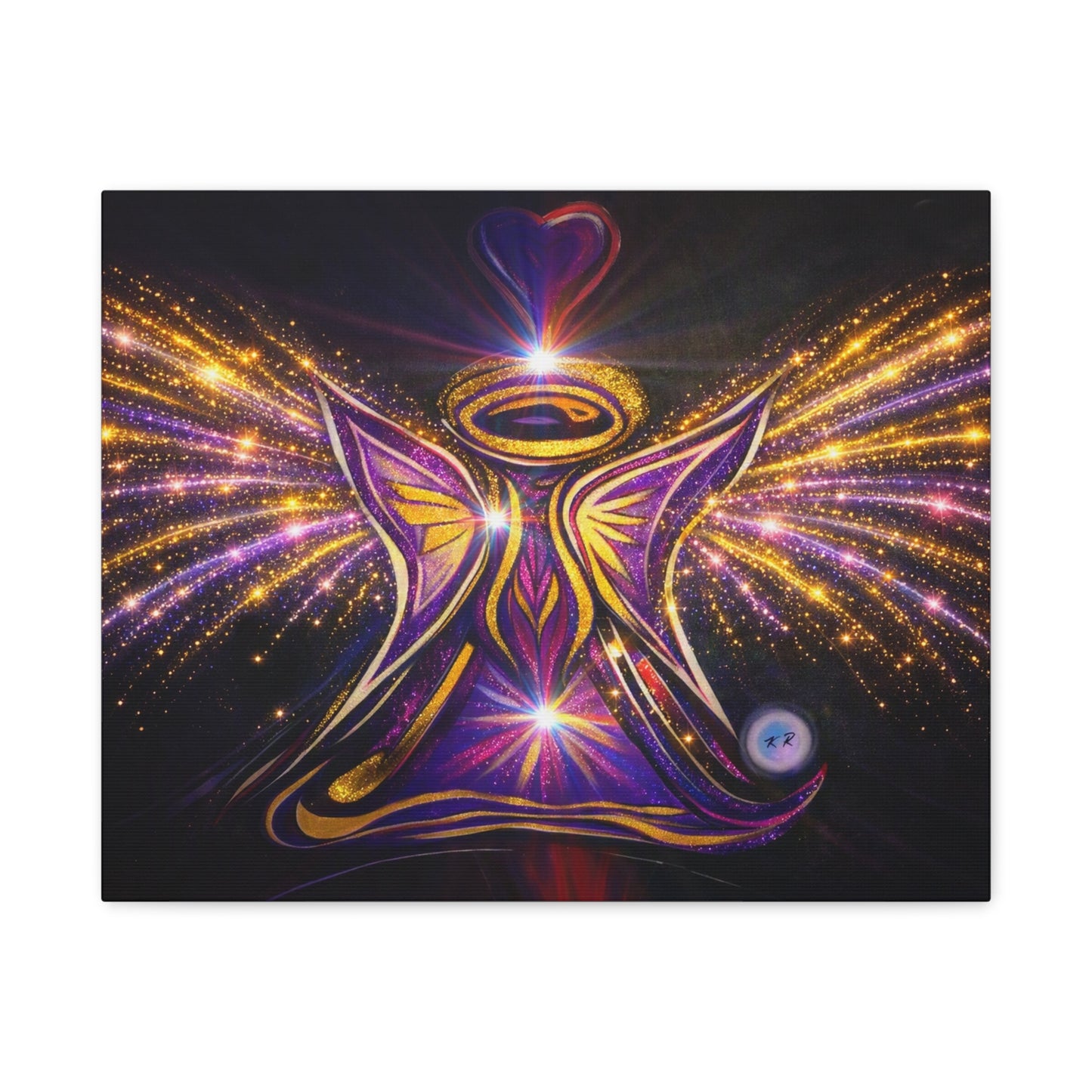 Angel Wall Art Kids Room Winged Fairycore Nursery Room Sparkle Glitter Effect Matte Canvas | Stretched Wall Canvas Print