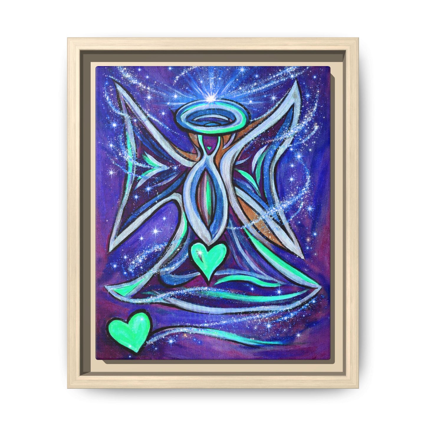 Sparkling Rainbow Angel Artwork Matte Canvas Framed | Spiritual Wall Art