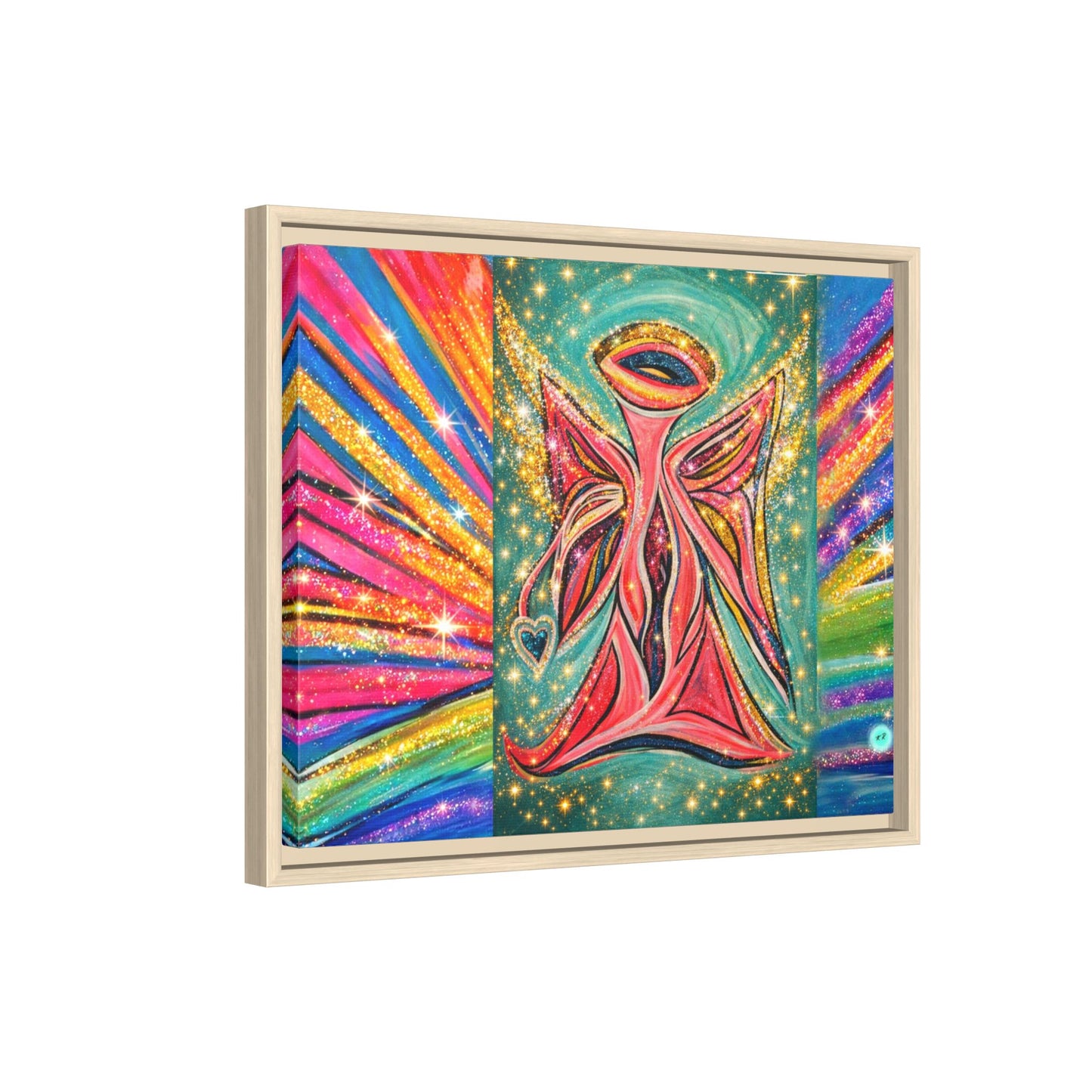 Vibrant, Sparkling Matte Canvas Angel Artwork — Vibrant Rainbow Spiritual Print
