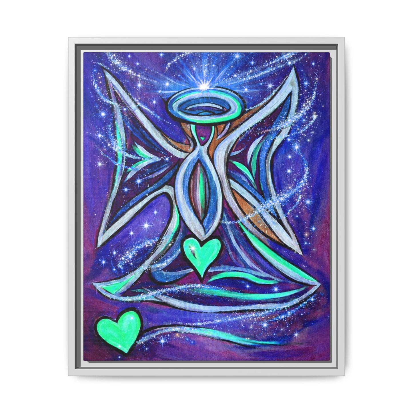 Sparkling Rainbow Angel Artwork Matte Canvas Framed | Spiritual Wall Art