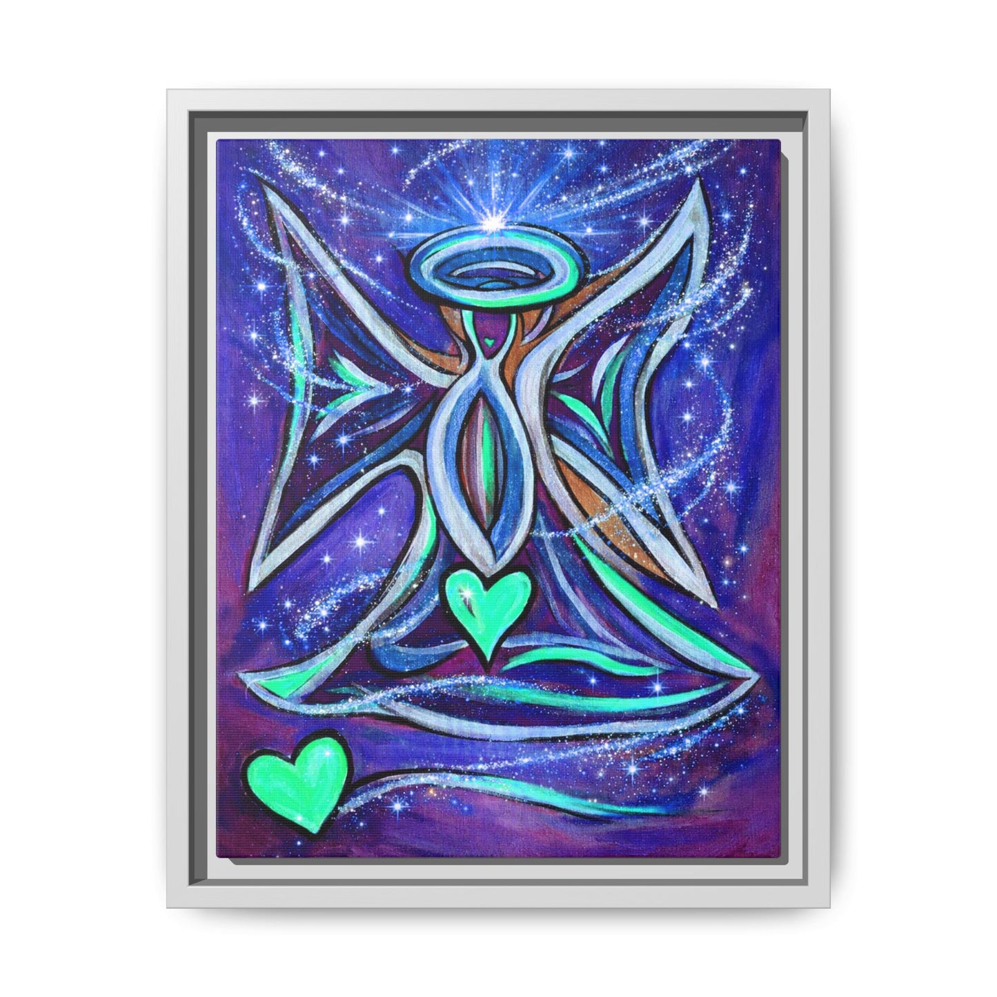 Sparkling Rainbow Angel Artwork Matte Canvas Framed | Spiritual Wall Art