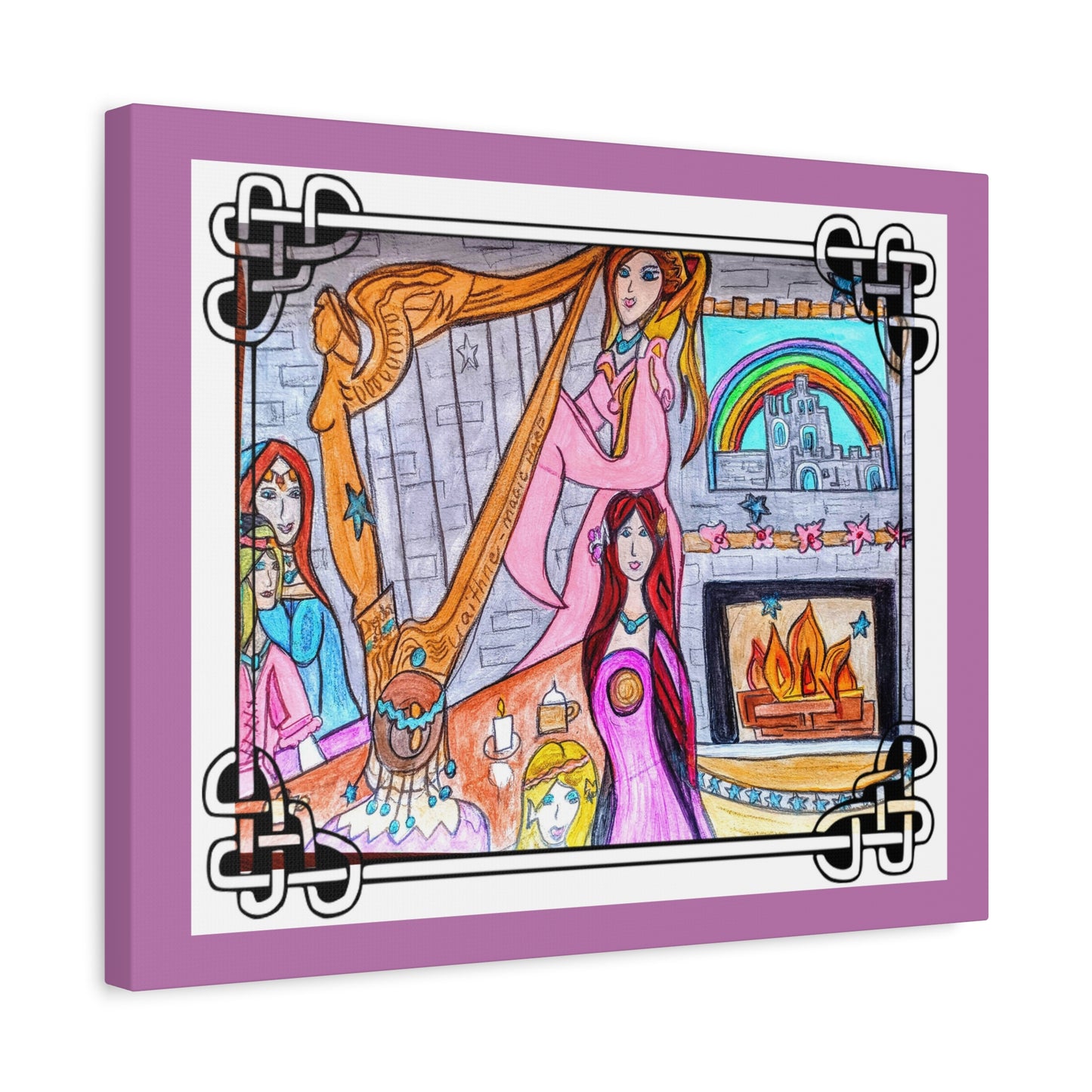 Celtic Magic Harp Ladies, Matte Gallery Wrapped Canvas Wall Art ~ multiple sizes